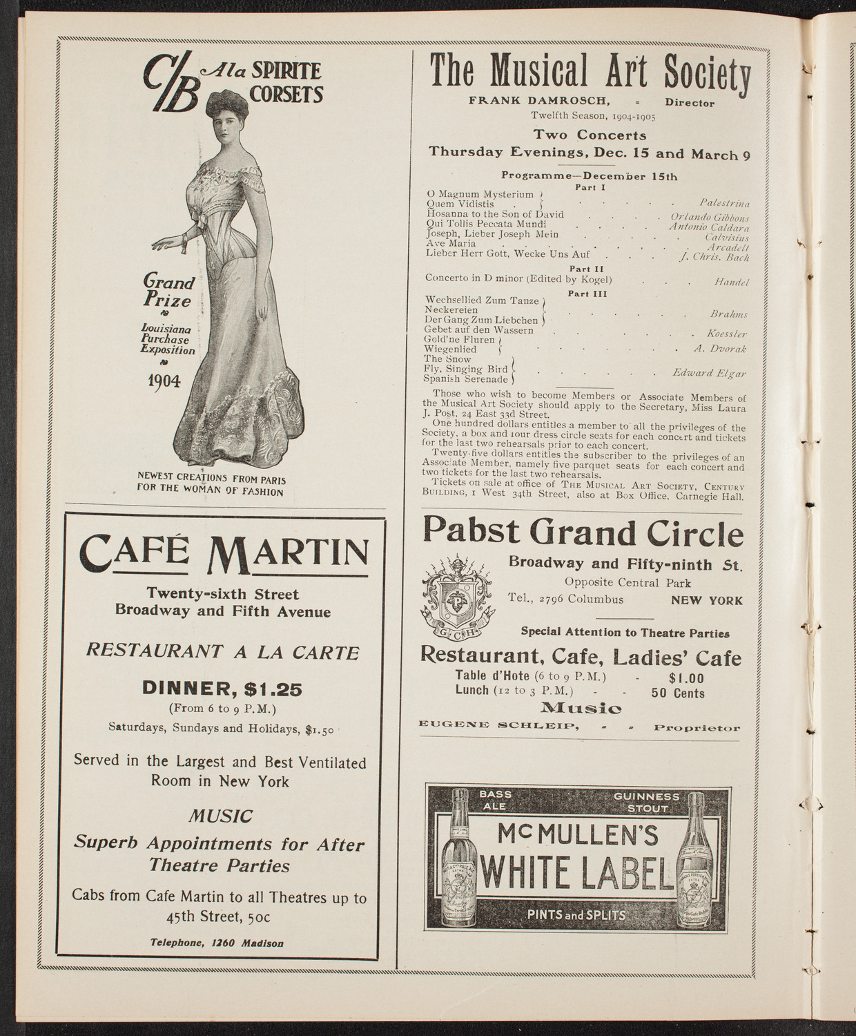 Sousa and His Band, December 4, 1904, program page 8