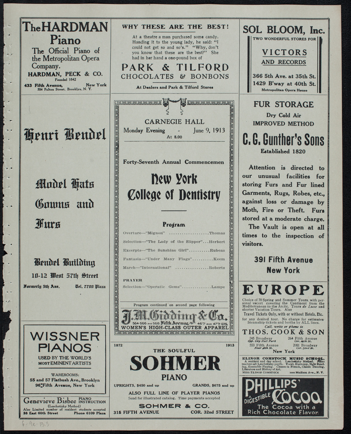 Graduation: New York College of Dentistry, June 9, 1913, program page 5