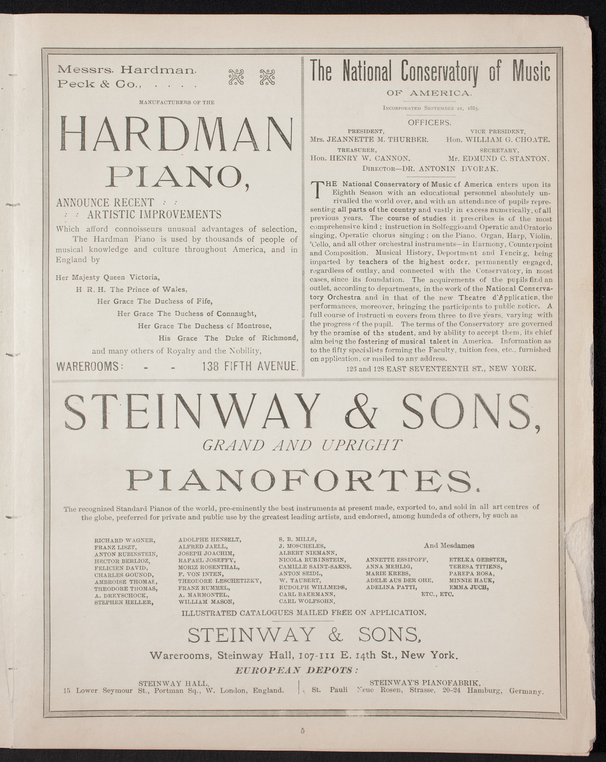 New York Banks' Glee Club, December 14, 1892, program page 5