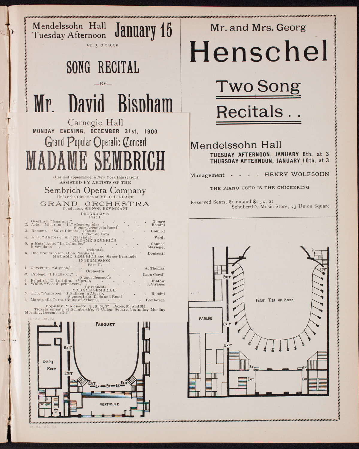 Marcella Sembrich, Soprano, December 22, 1900, program page 7