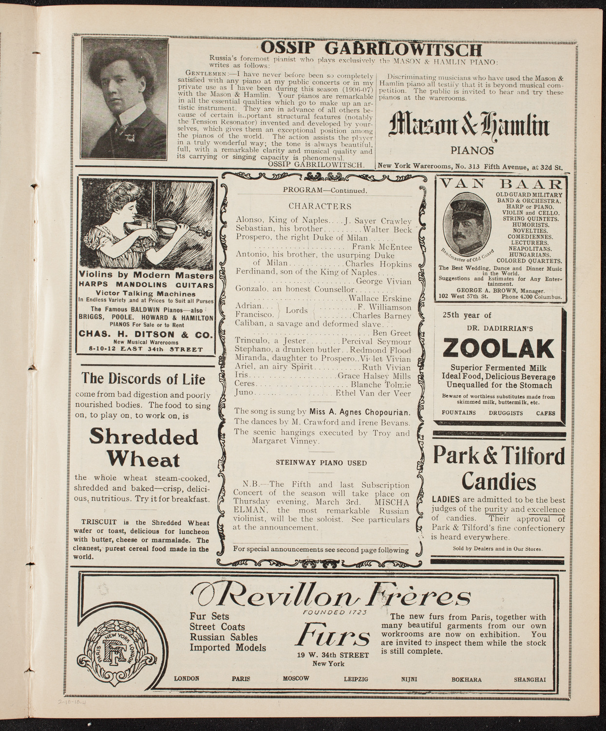 Russian Symphony Society of New York, February 10, 1910, program page 7