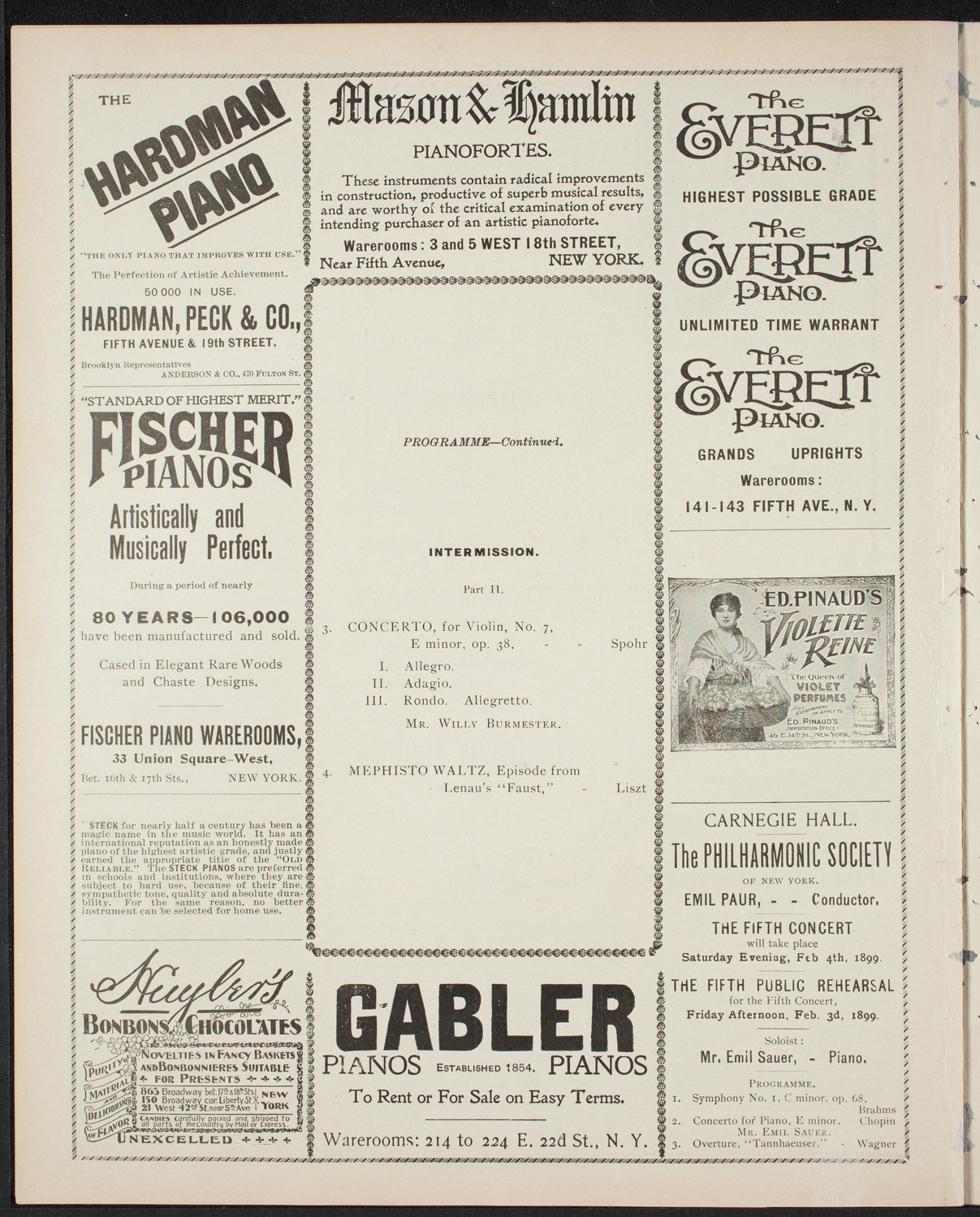 New York Philharmonic, January 13, 1899, program page 6