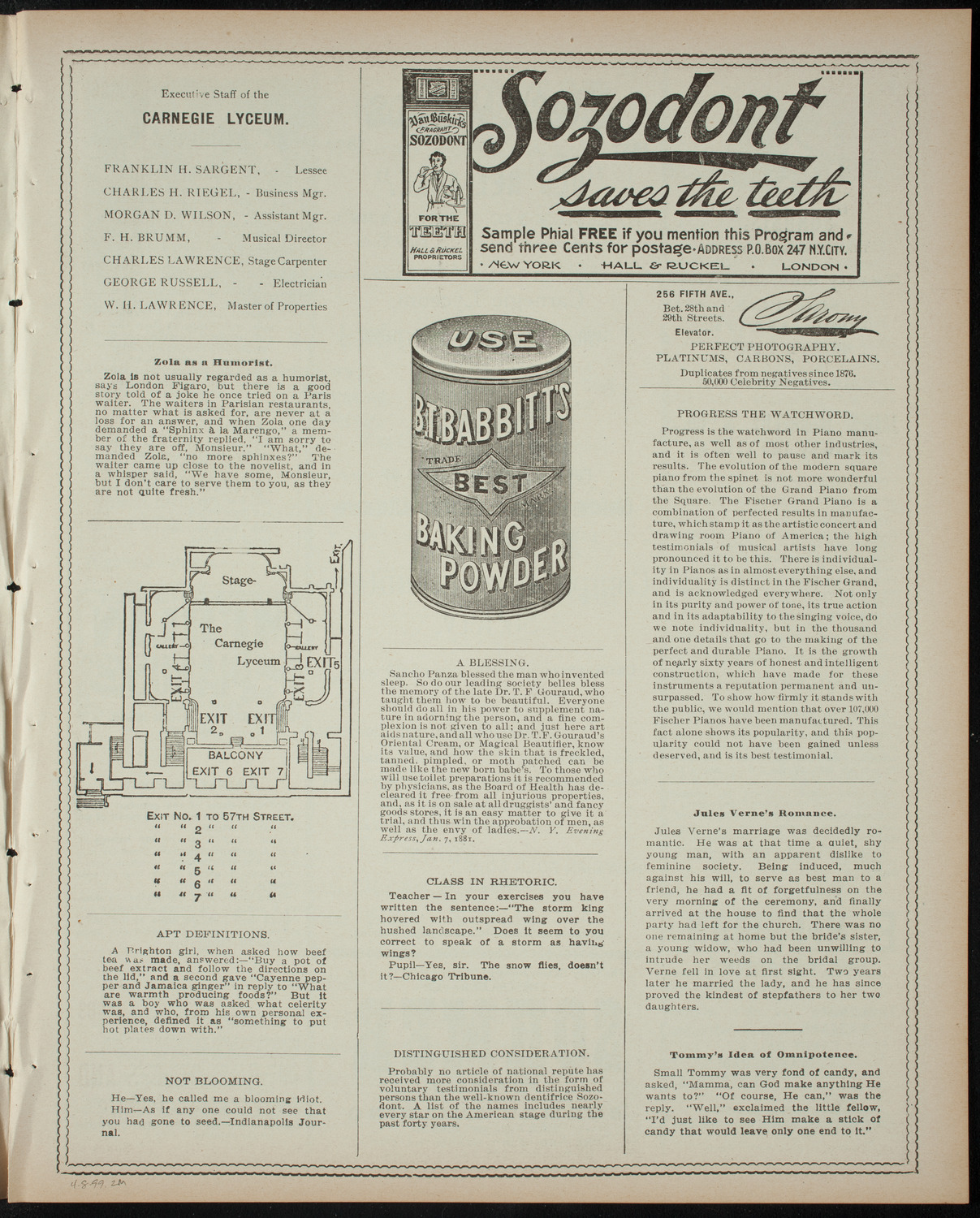 Comparative Literature Society Saturday Morning Conference, April 8, 1899, program page 3