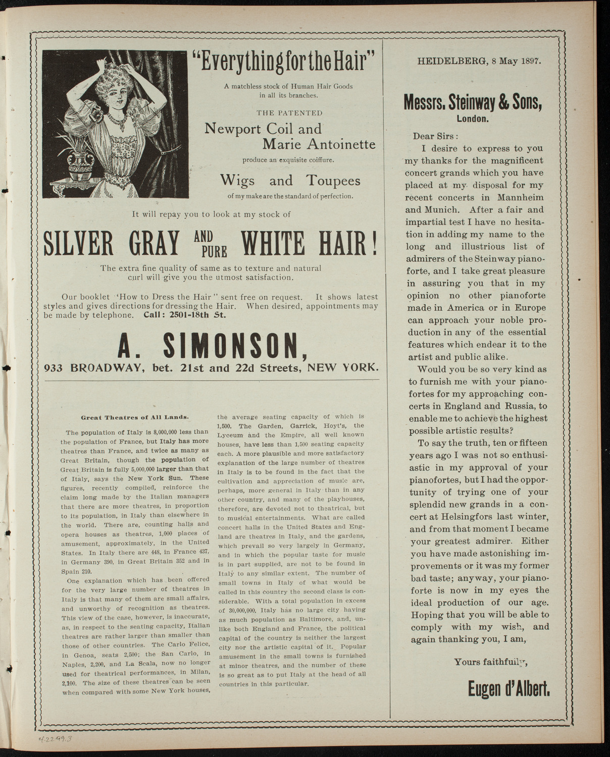 Jeanette Robinson Murphy, April 22, 1899, program page 5