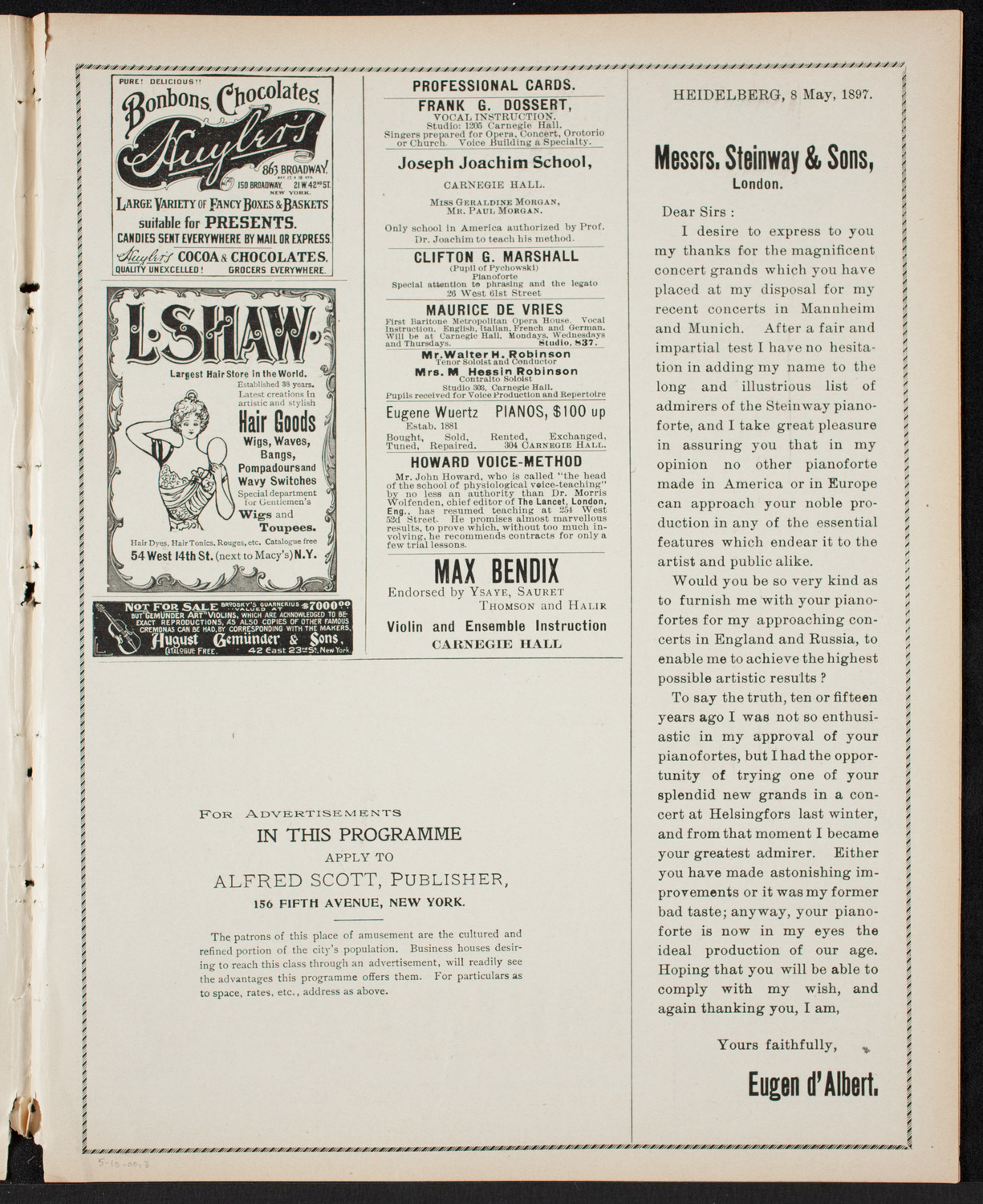 Concert by the People's Singing Classes and Orchestral Rehearsal of People's Choral Union, May 10, 1900, program page 5