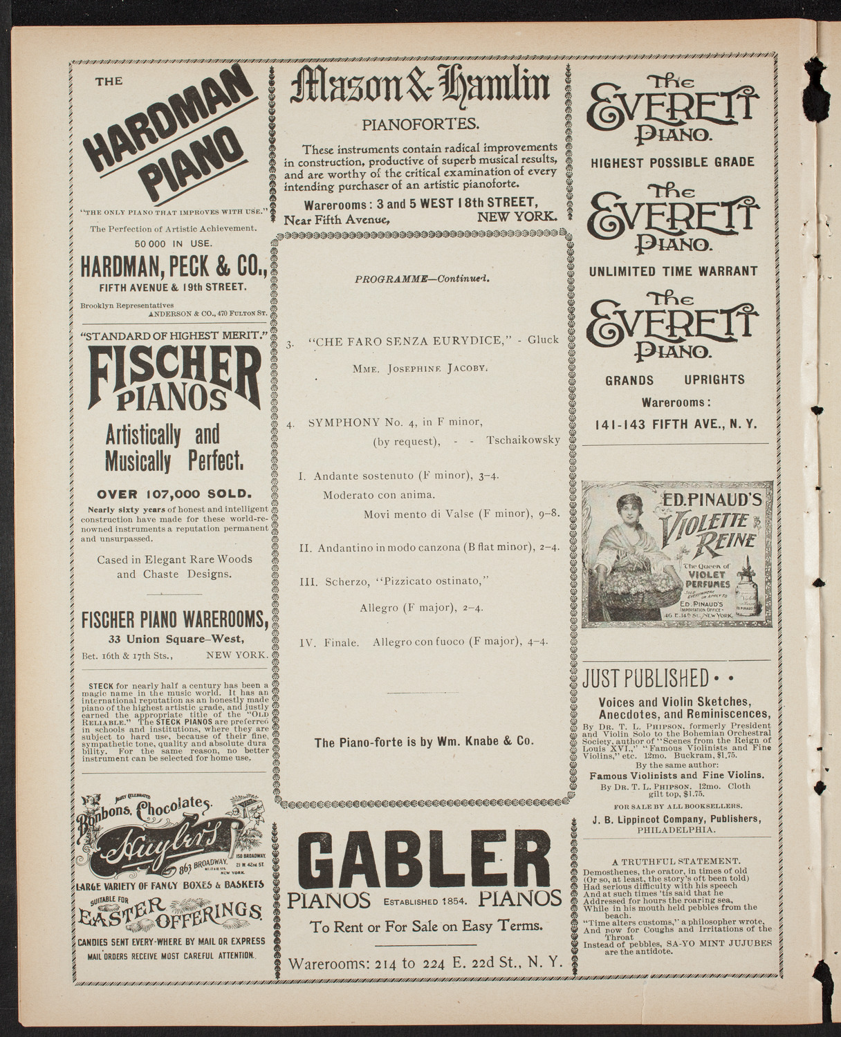 Paur Symphony Orchestra, March 10, 1899, program page 6