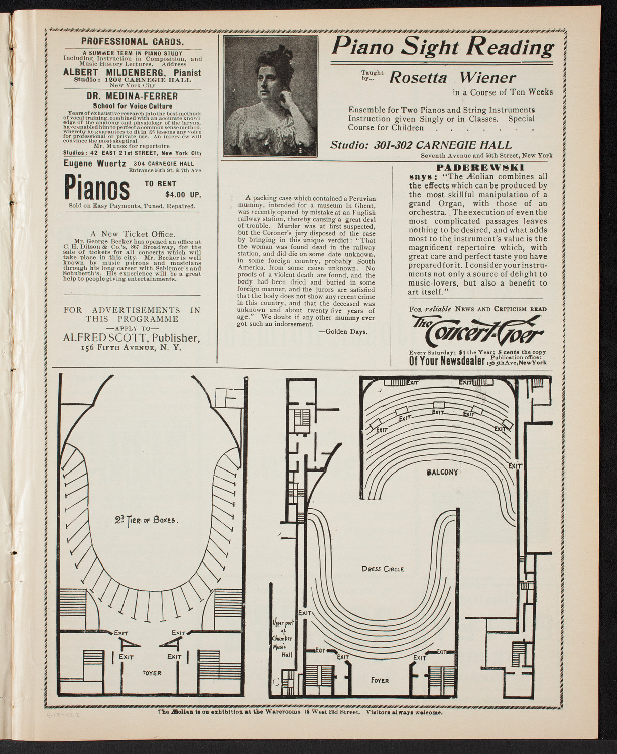 Josef Hofmann, Piano, April 13, 1901, program page 3