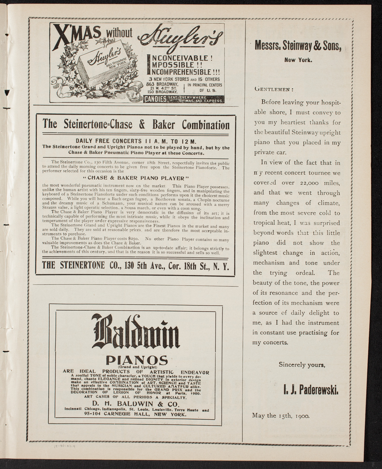 Jan Kubelik, Violin, and Milka Ternina, Soprano, December 31, 1901, program page 7