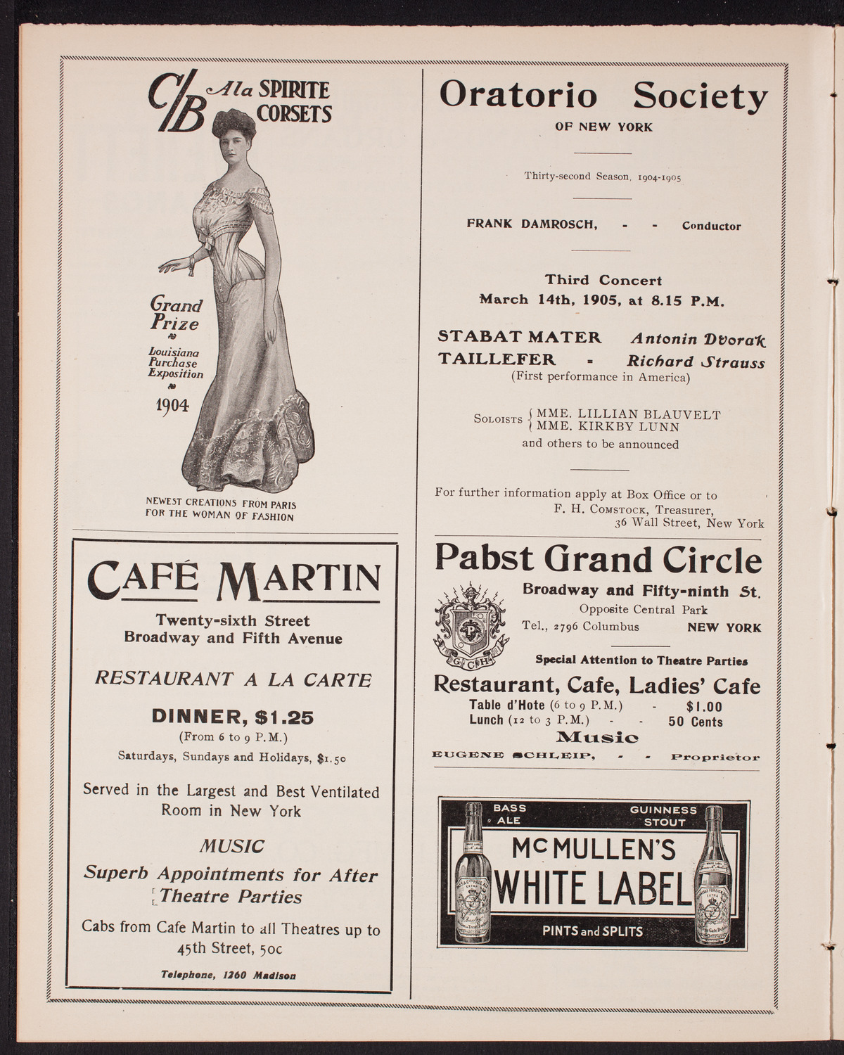 Fritz Kreisler, Violin, with the New York Symphony Orchestra, January 3, 1905, program page 8