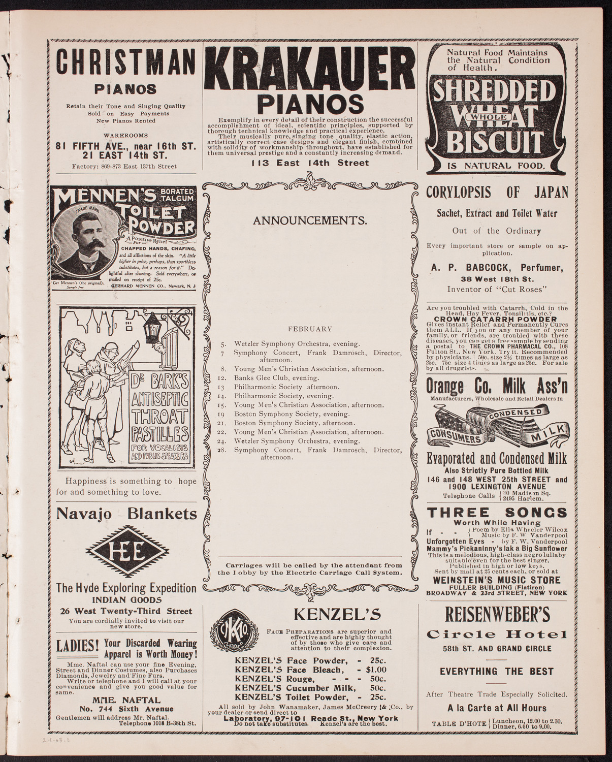 New York Festival Chorus, February 1, 1903, program page 3