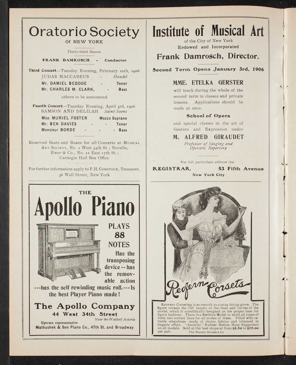New York Symphony Orchestra, January 16, 1906, program page 2