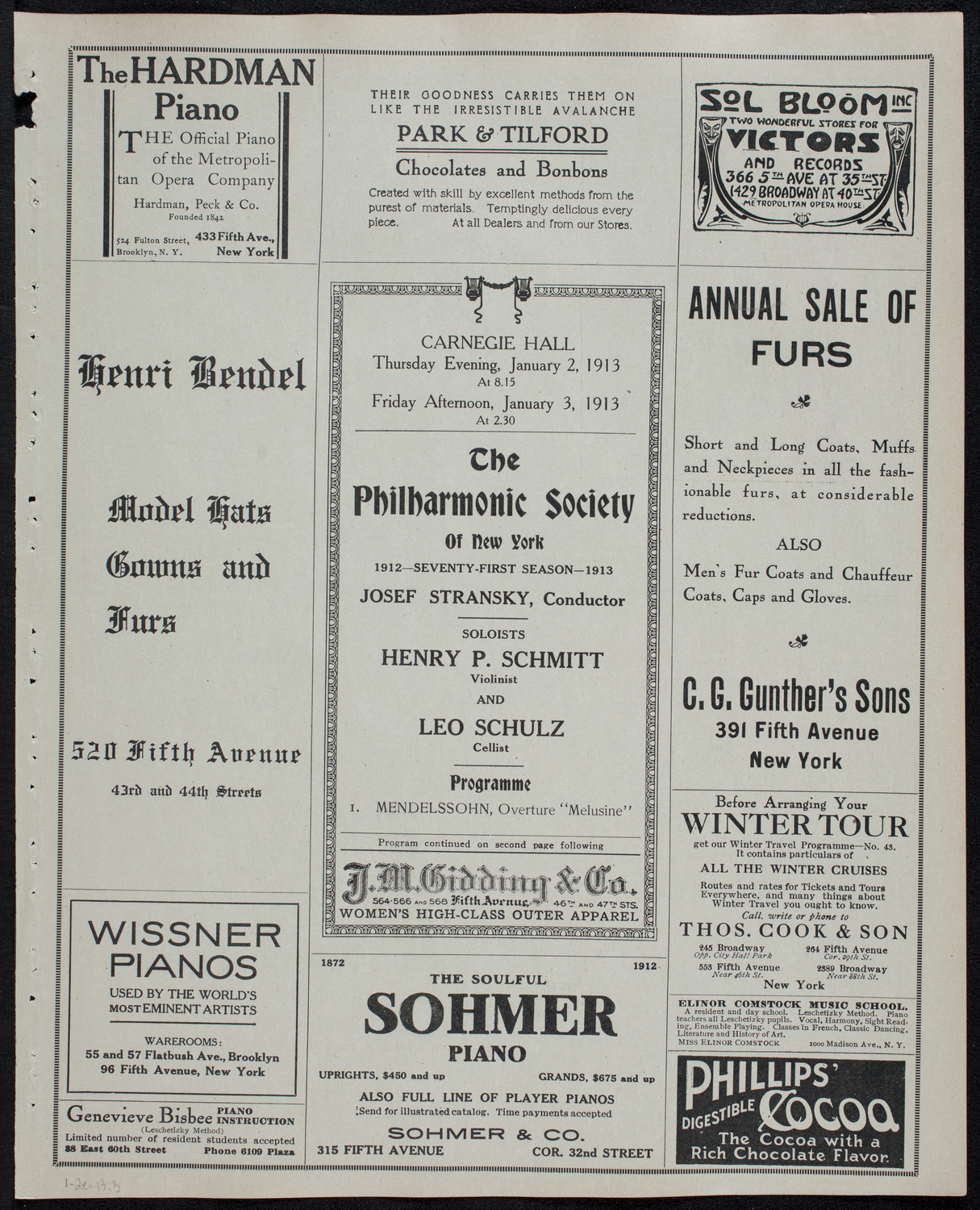 New York Philharmonic, January 2, 1913, program page 5