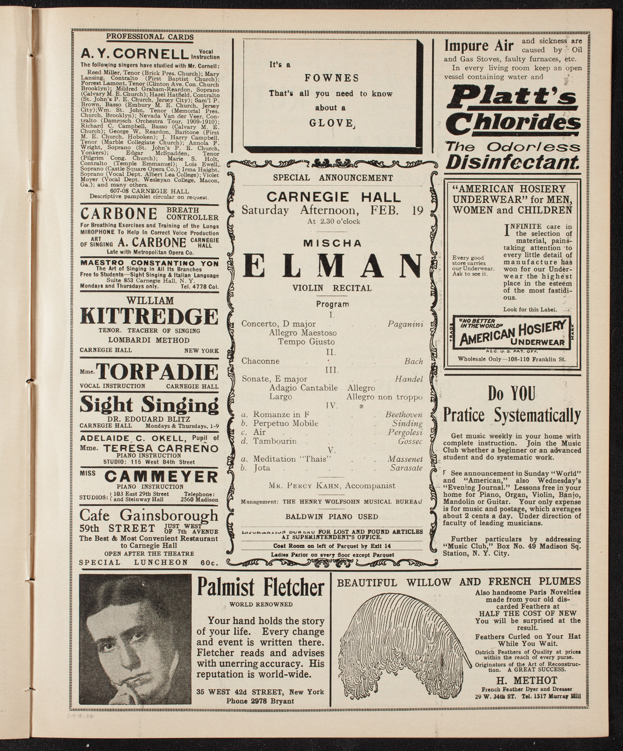 Fannie Bloomfield Zeisler, Piano, February 5, 1910, program page 9