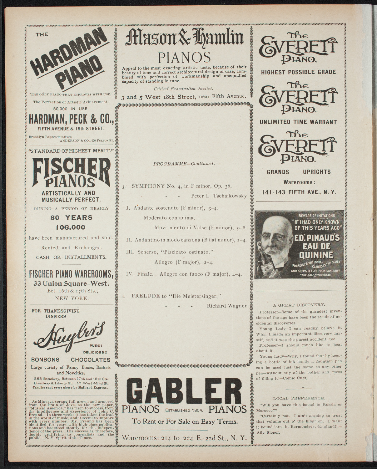 Paur Symphony Orchestra, November 18, 1898, program page 6