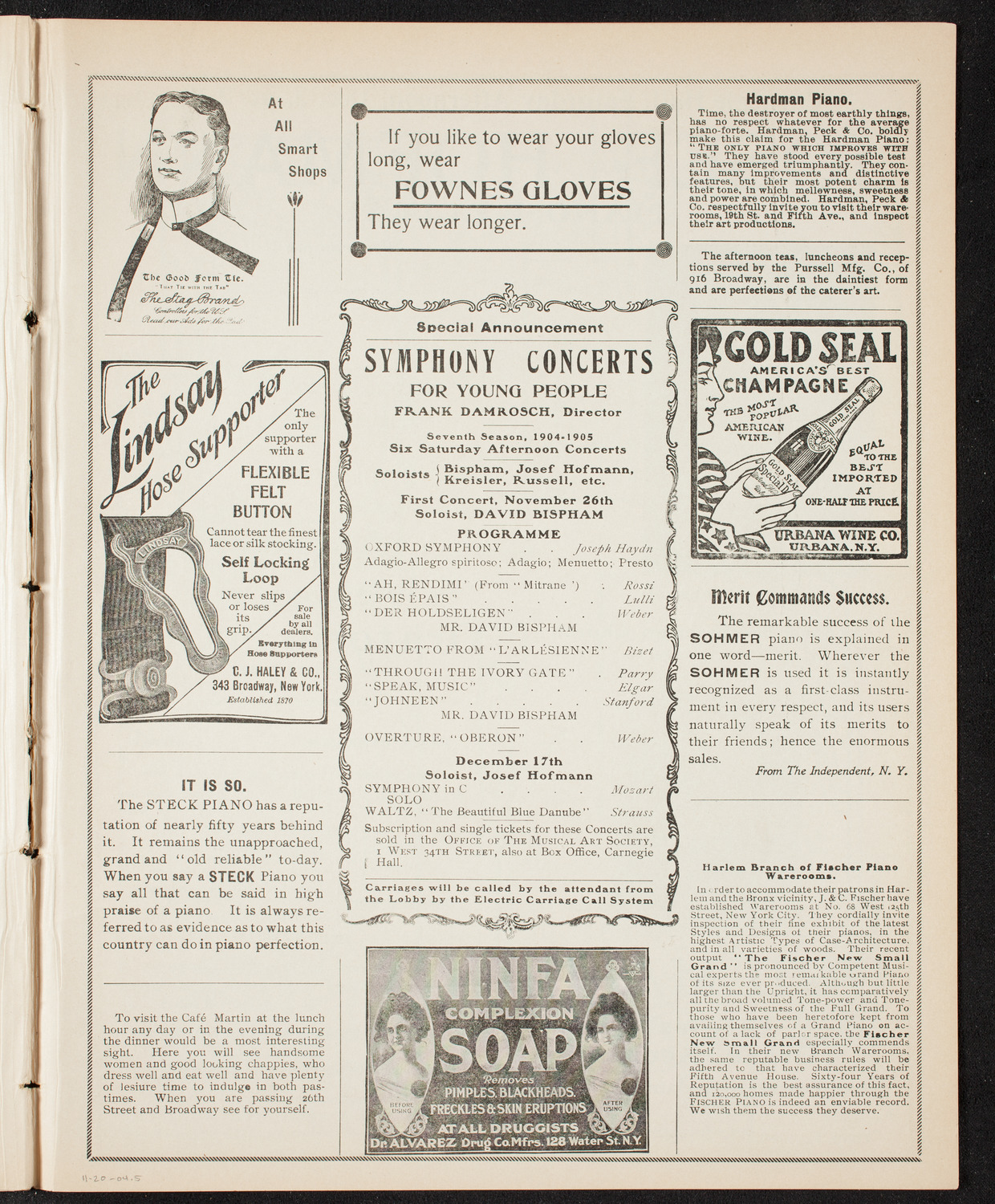 Marie Herites, Violin, November 20, 1904, program page 9