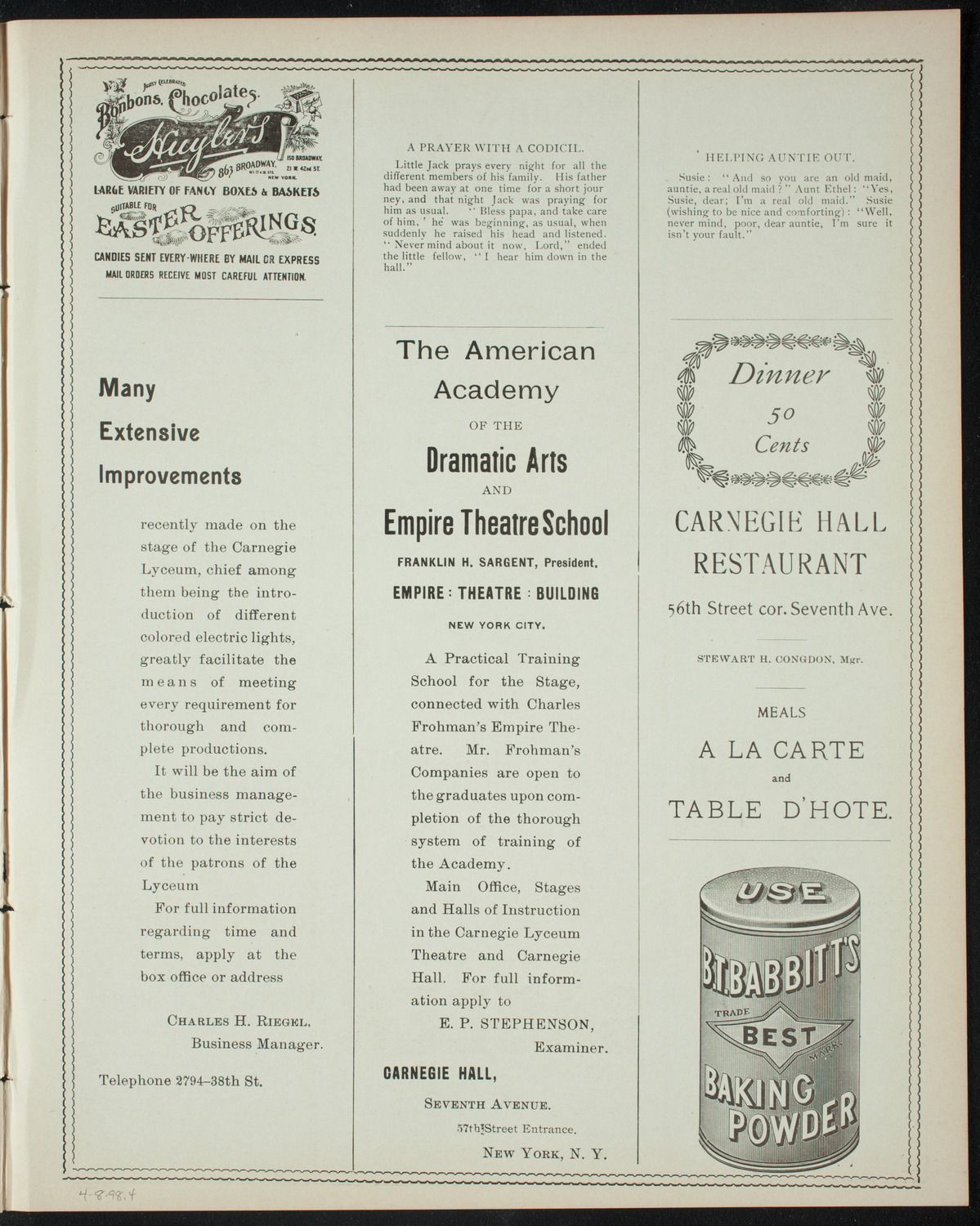 The People's Institute/ Lecture: Labor Problems, April 8, 1898, program page 7