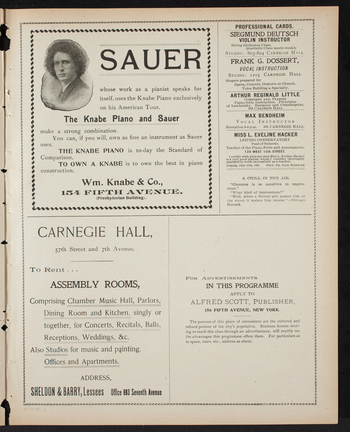 Paur Symphony Orchestra, March 10, 1899, program page 7