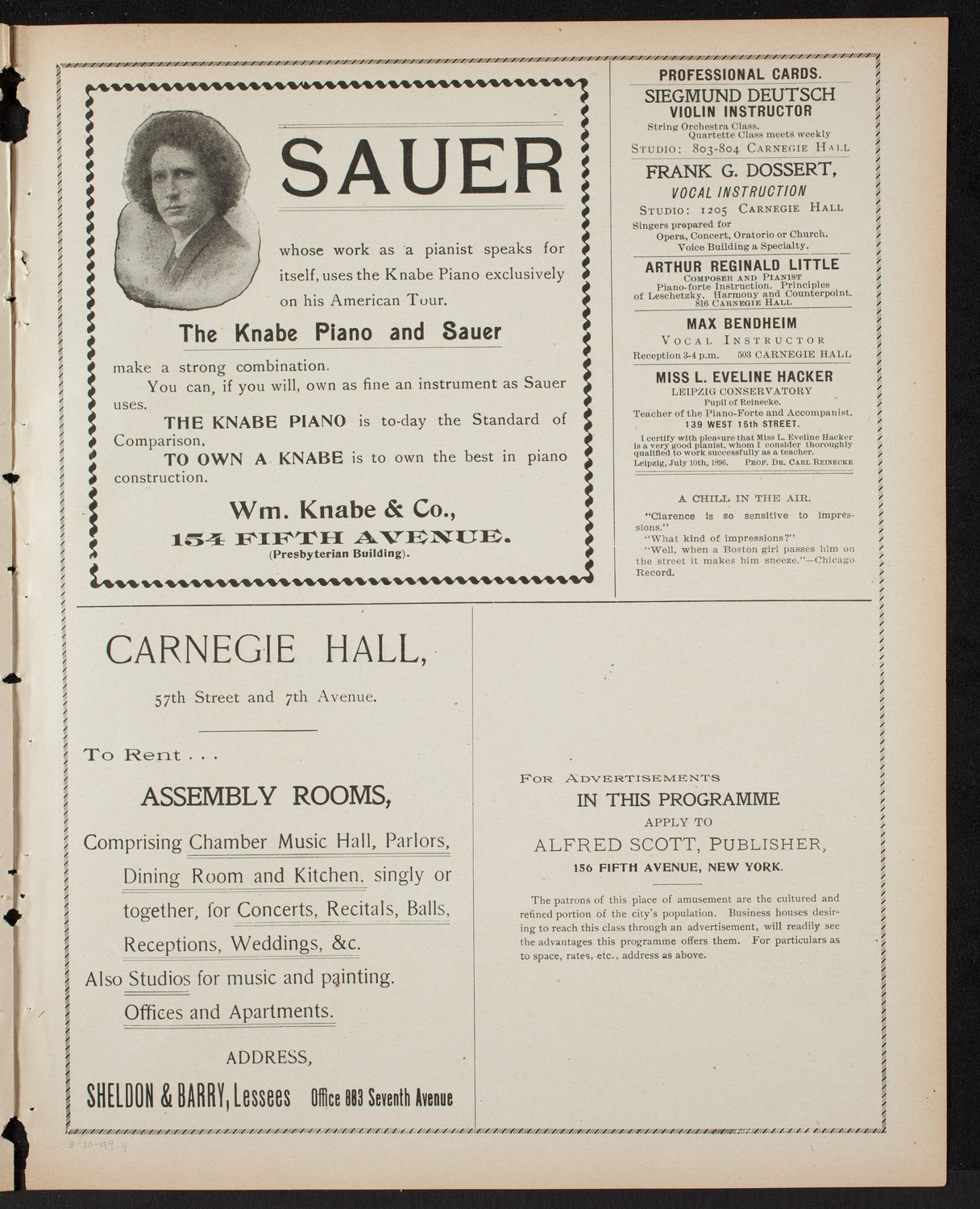 Paur Symphony Orchestra, March 10, 1899, program page 7