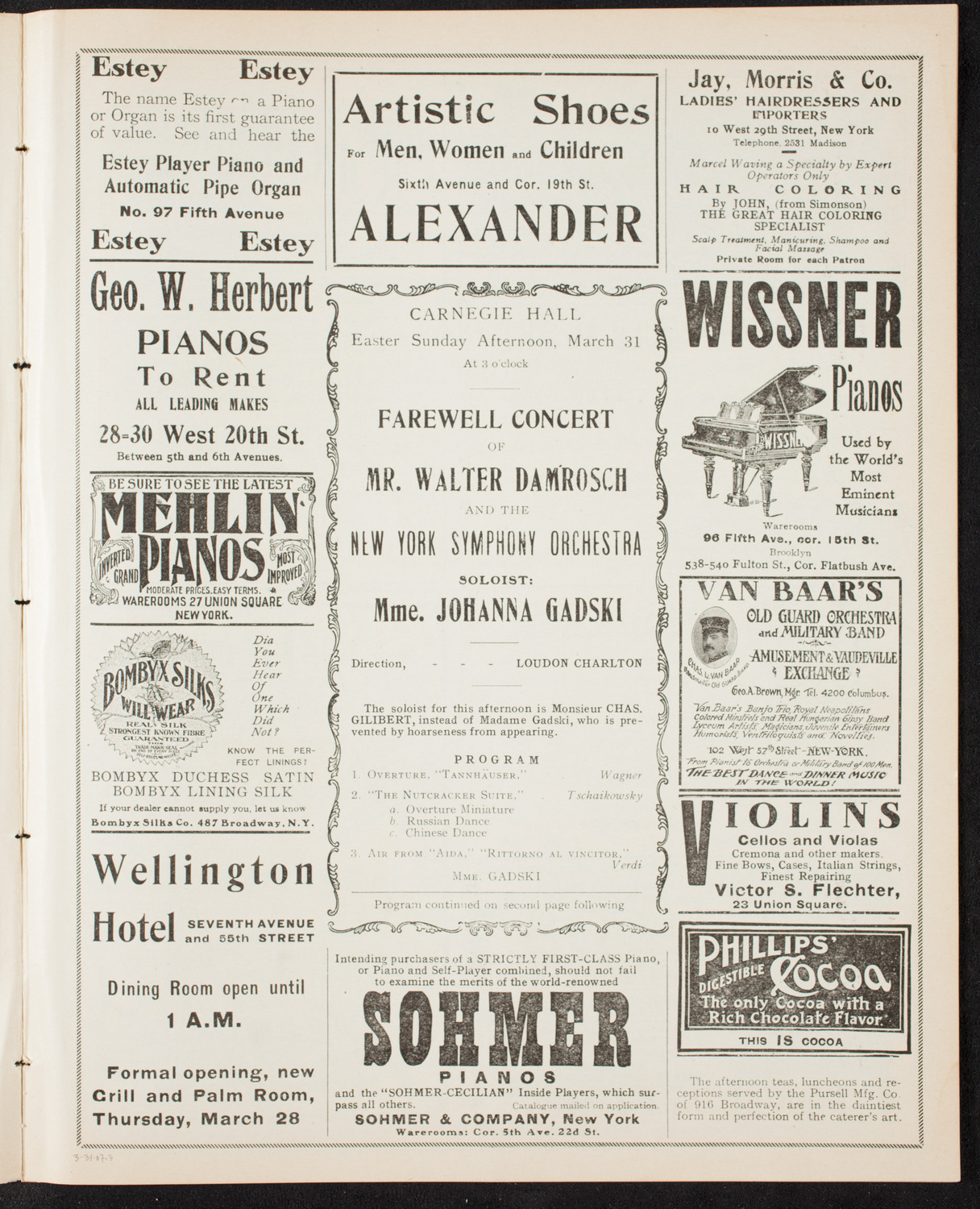 New York Symphony Orchestra, March 31, 1907, program page 5