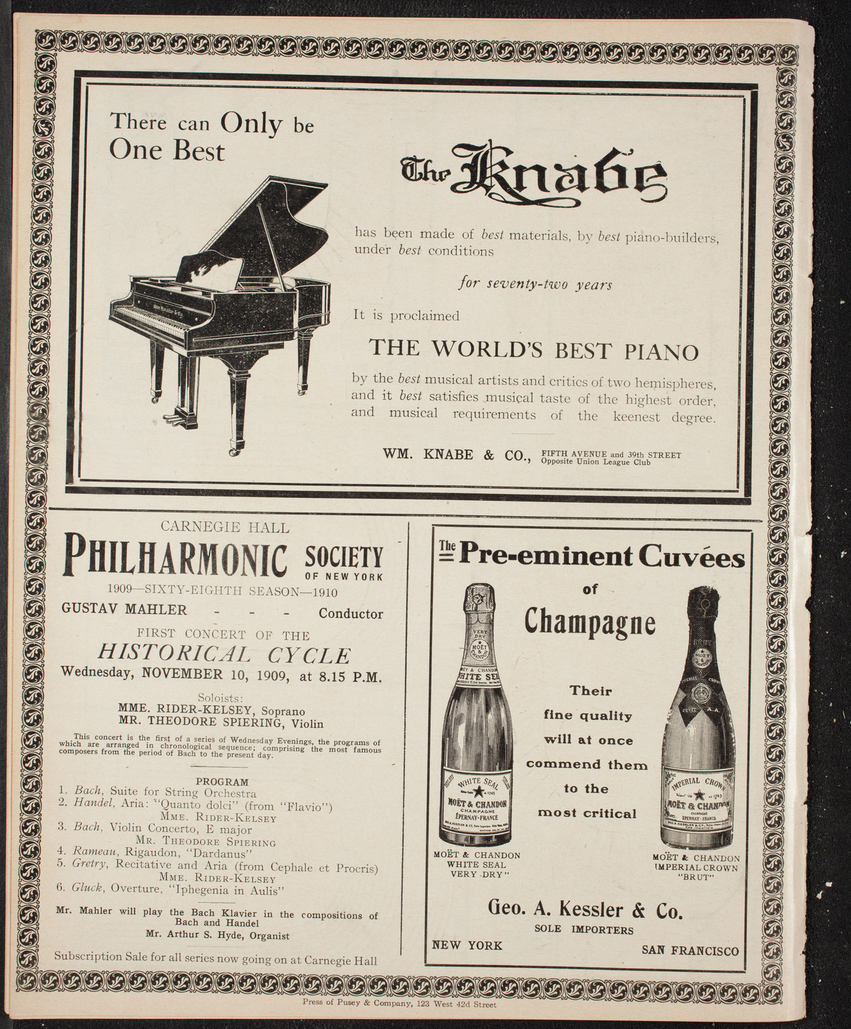 New York College of Music and New York German Conservatory of Music Faculty Concert, November 7, 1909, program page 12