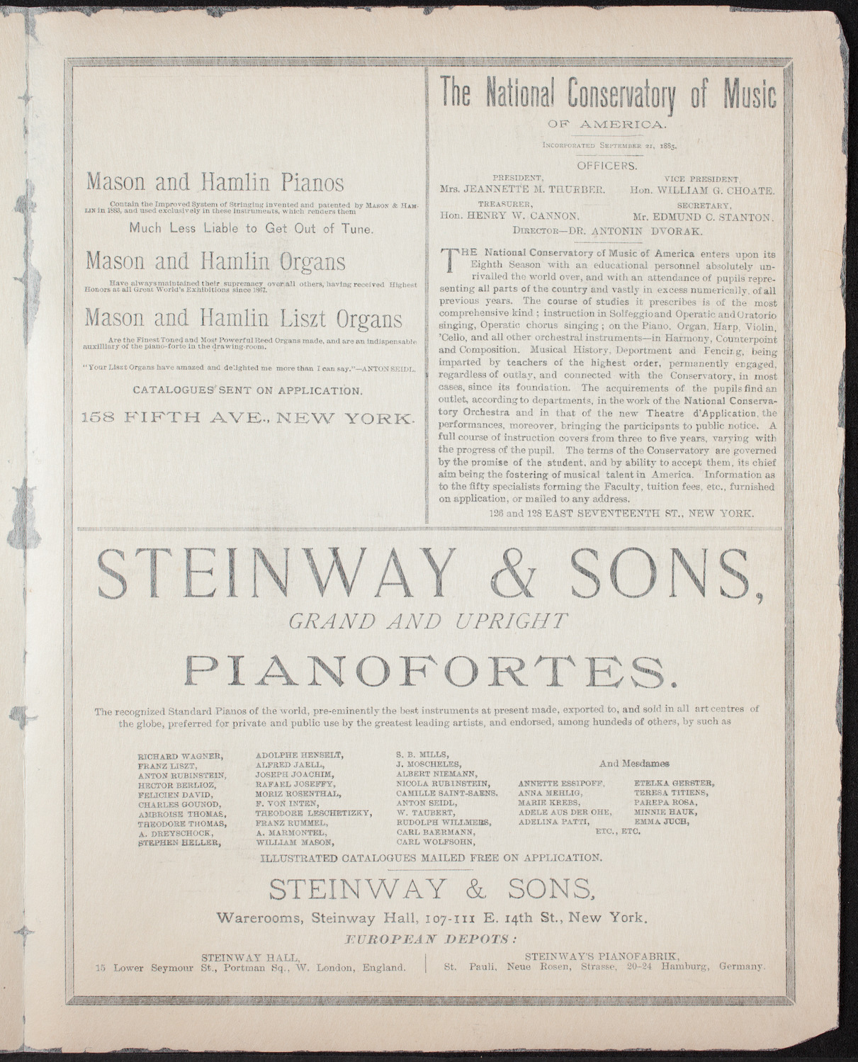 Beethoven String Quartet, November 17, 1892, program page 3