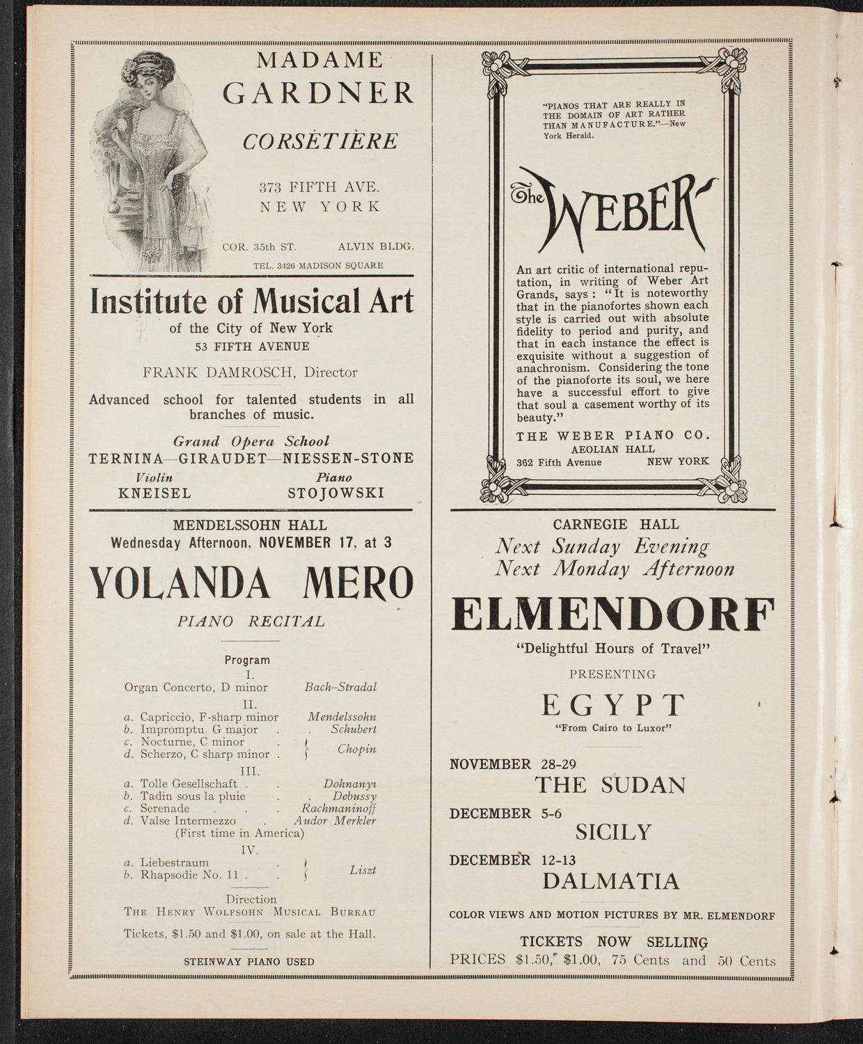 New York Symphony Orchestra, November 16, 1909, program page 6