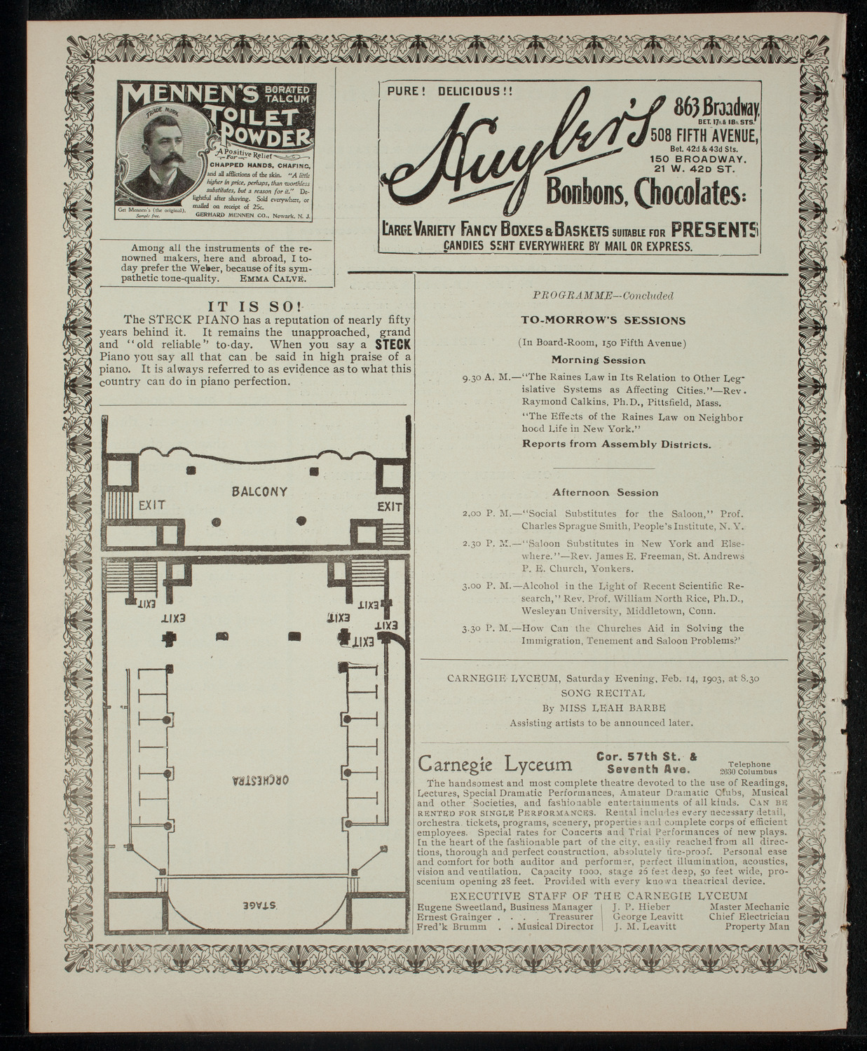 Meeting: Federation of Churches and Christian Organizations, January 27, 1903, program page 4