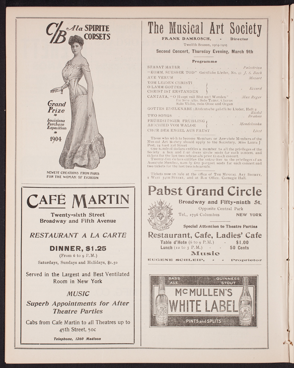 Russian Symphony Society of New York, January 21, 1905, program page 8