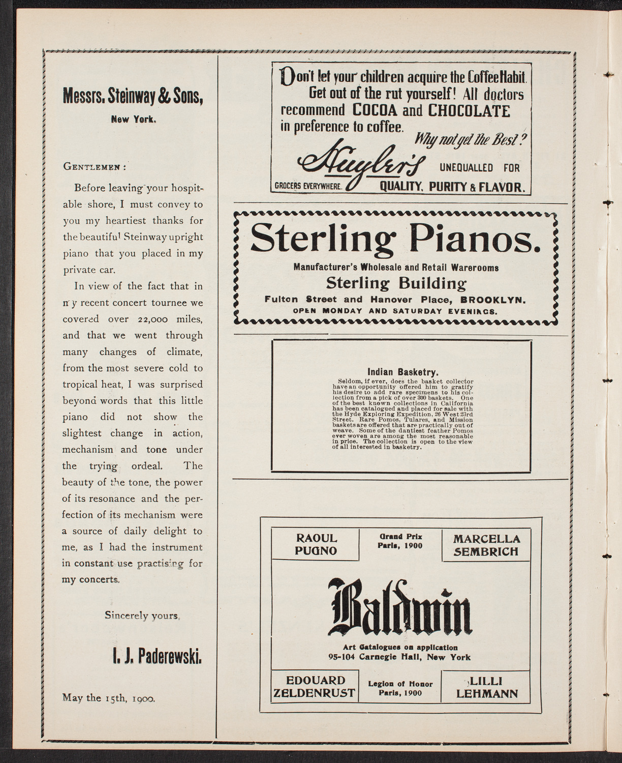 Jaroslav Kocian and Bogea Oumiroff, April 12, 1903, program page 4