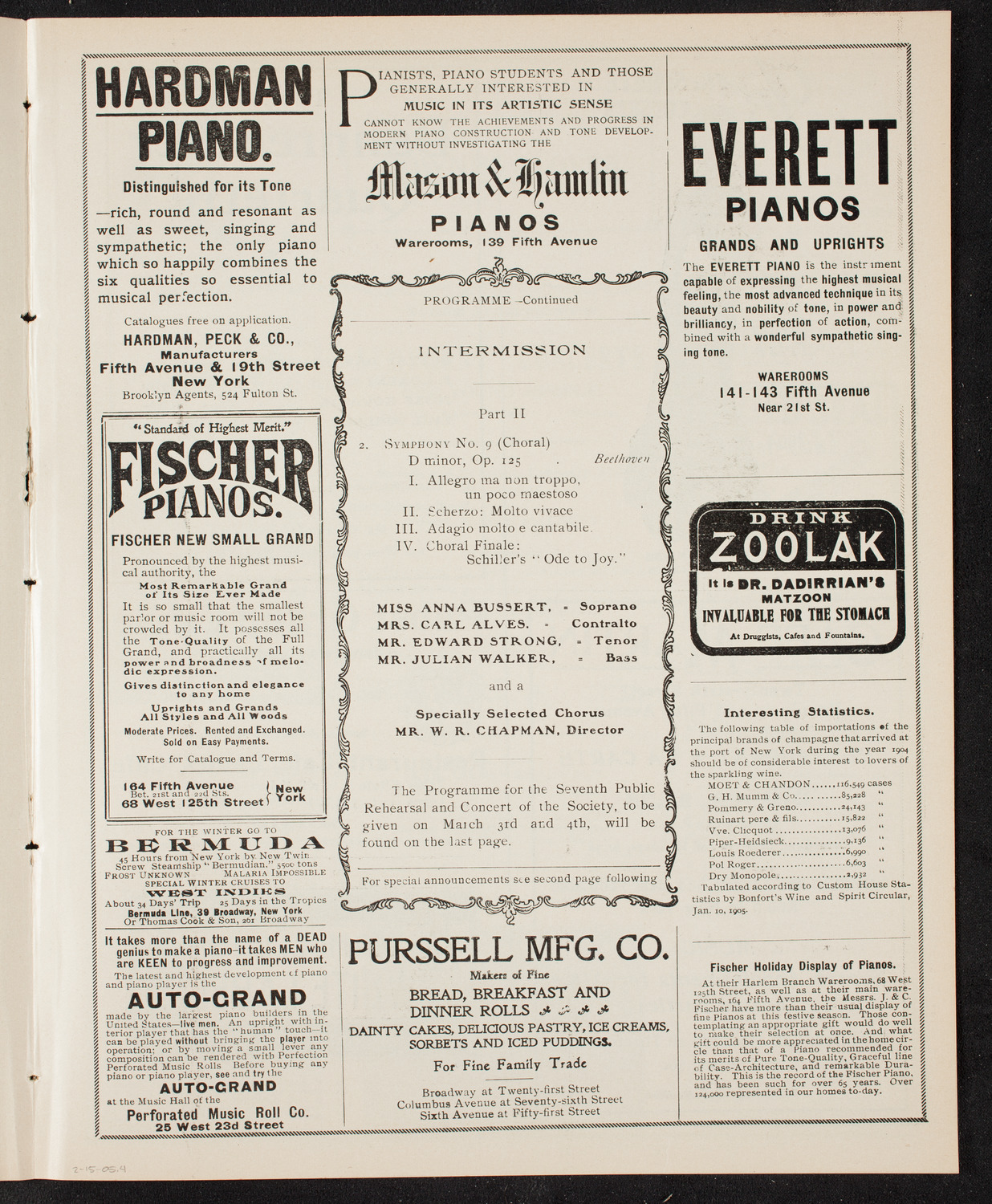 New York Philharmonic, February 15, 1905, program page 7