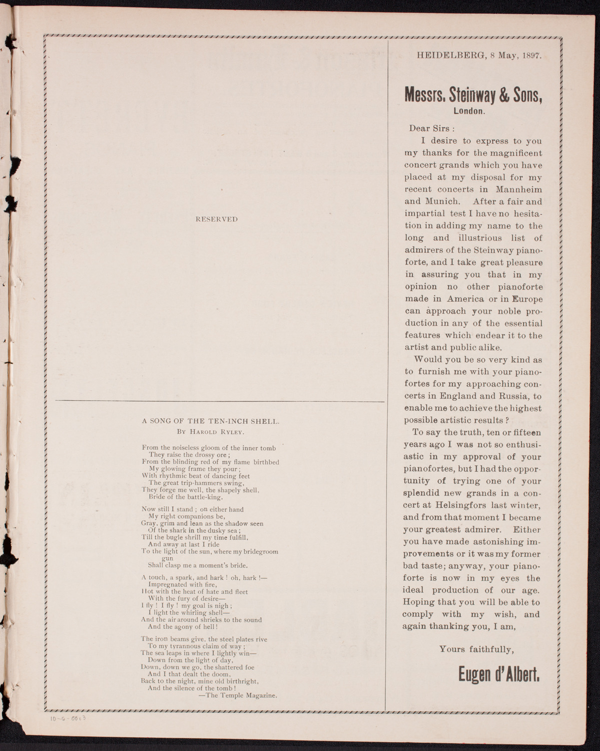 Metropolitan Street Railway Association Vaudeville Program, October 6, 1900, program page 5