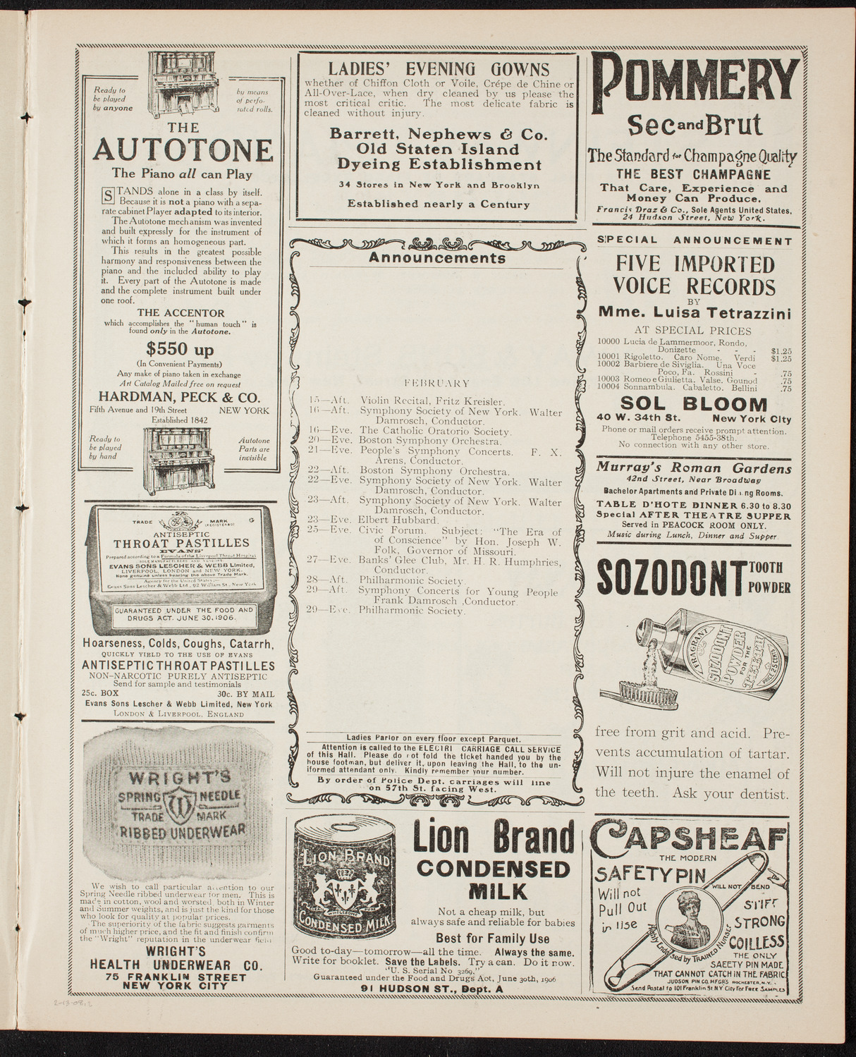 Russian Symphony Society of New York, February 13, 1908, program page 3