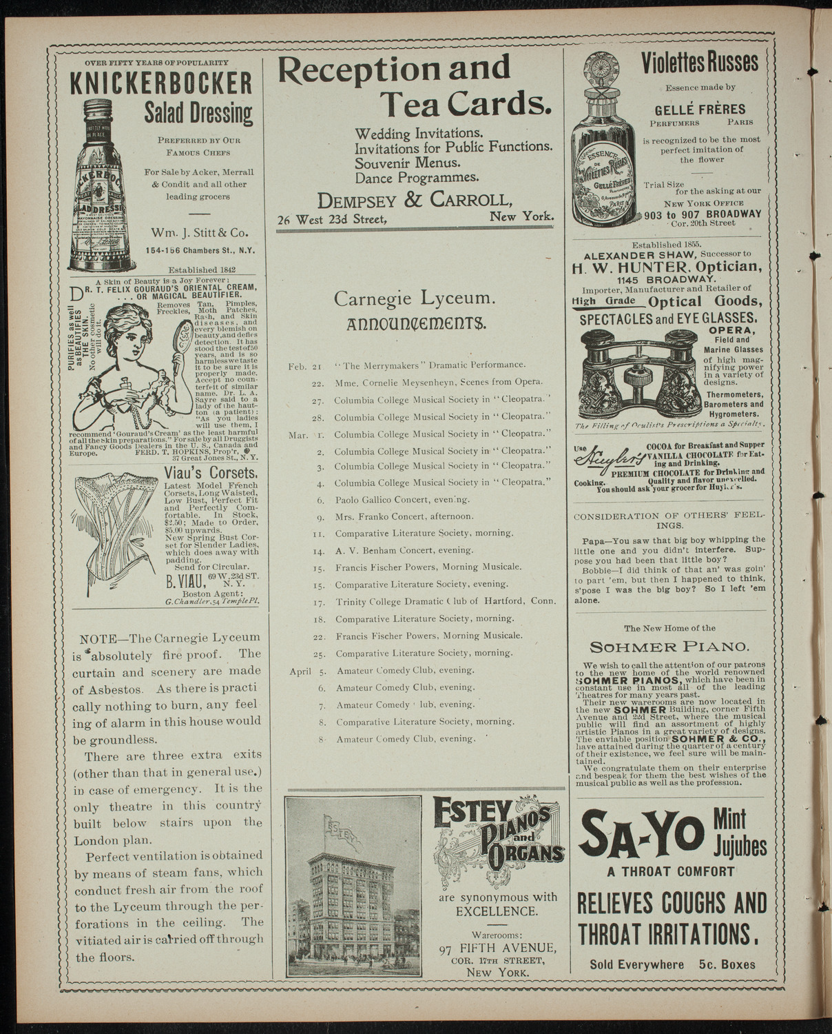 Soirée Musicale given by Mr. Walter John Hall, February 17, 1899, program page 2