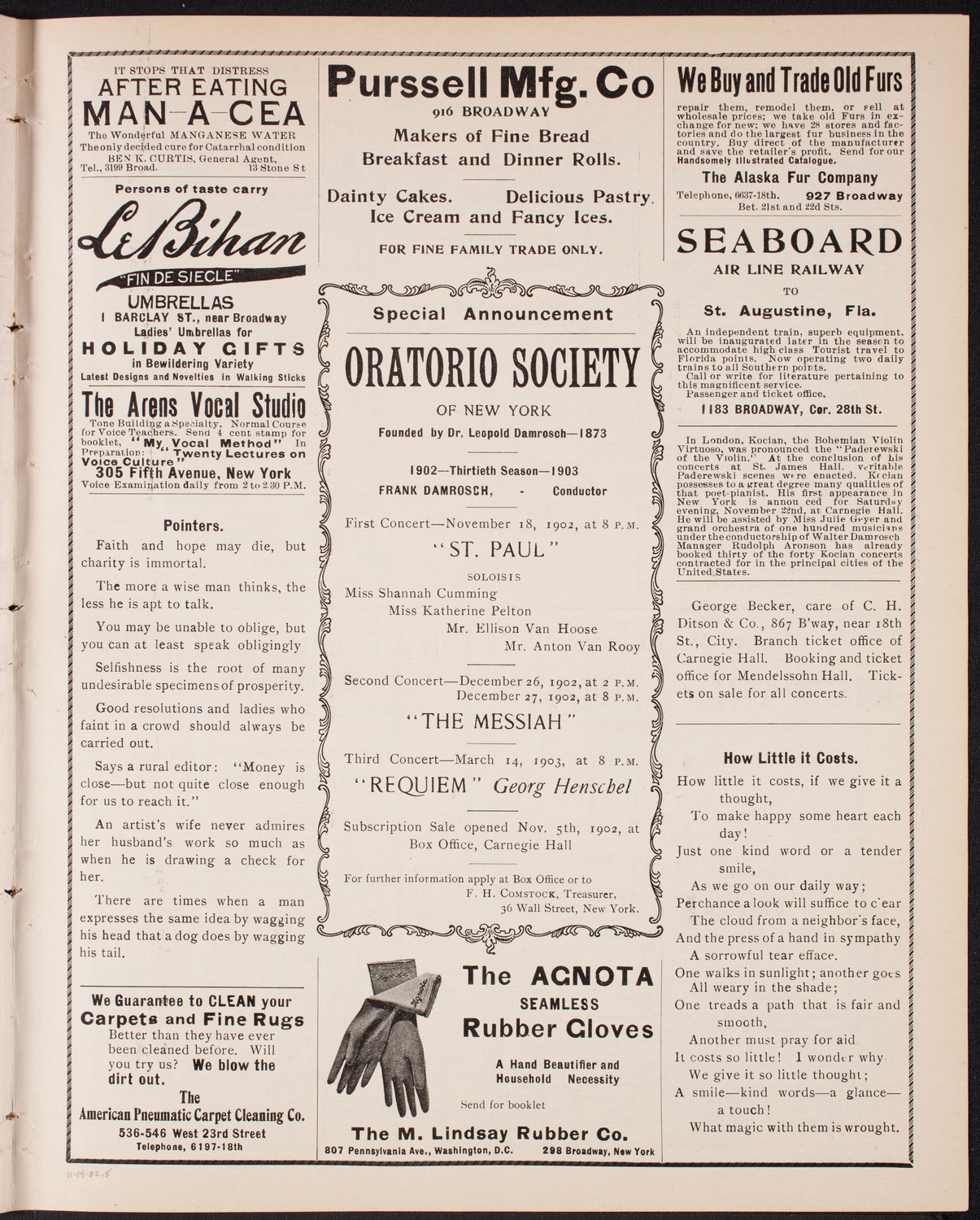 New York Philharmonic, November 14, 1902, program page 9