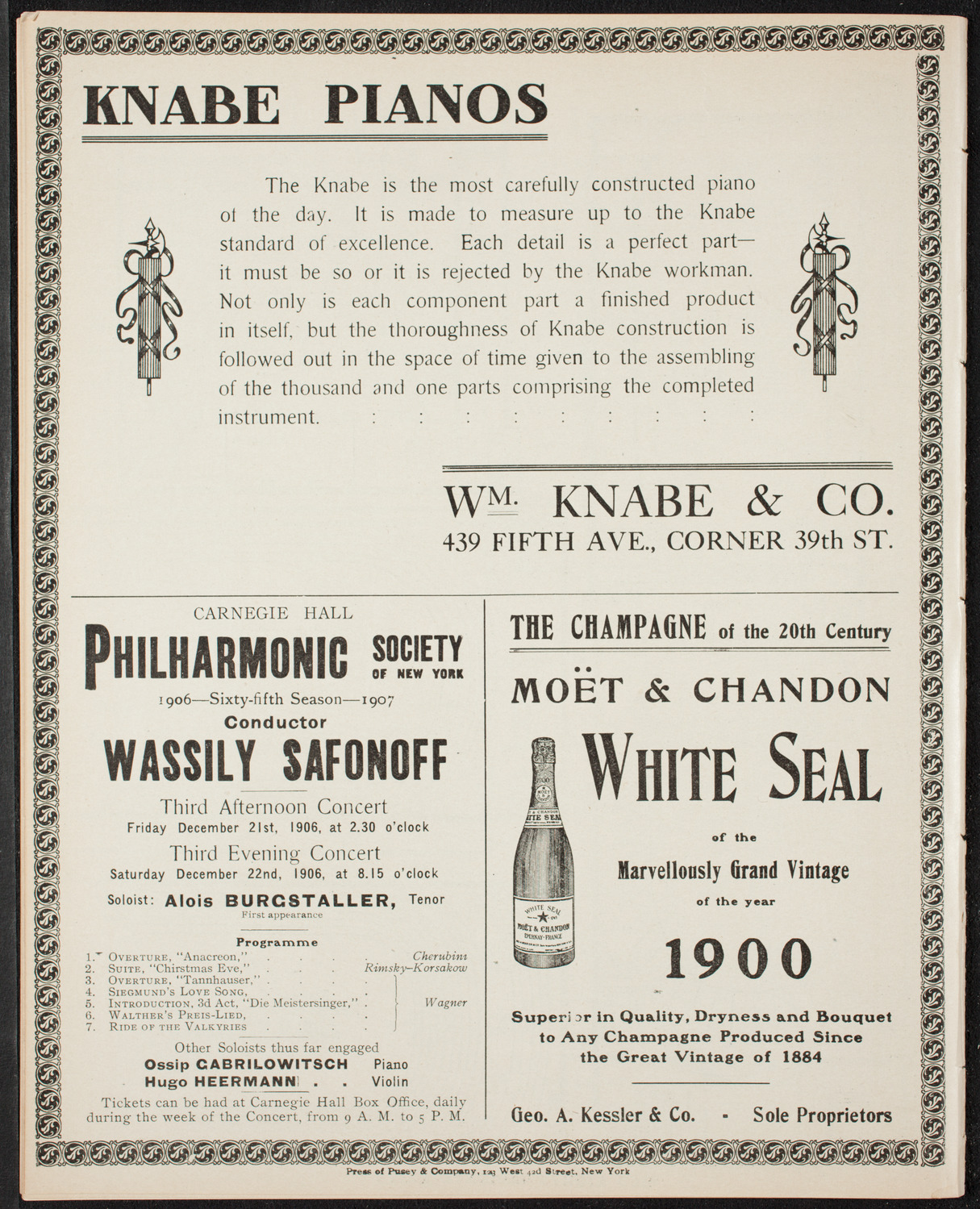 Boston Symphony Orchestra, December 6, 1906, program page 12