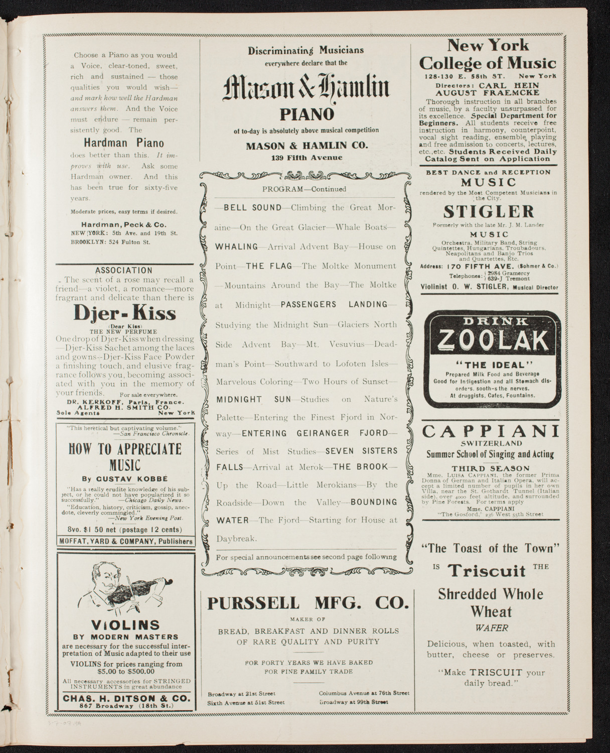 Elmendorf Lecture: Norway, March 7, 1907, program page 7