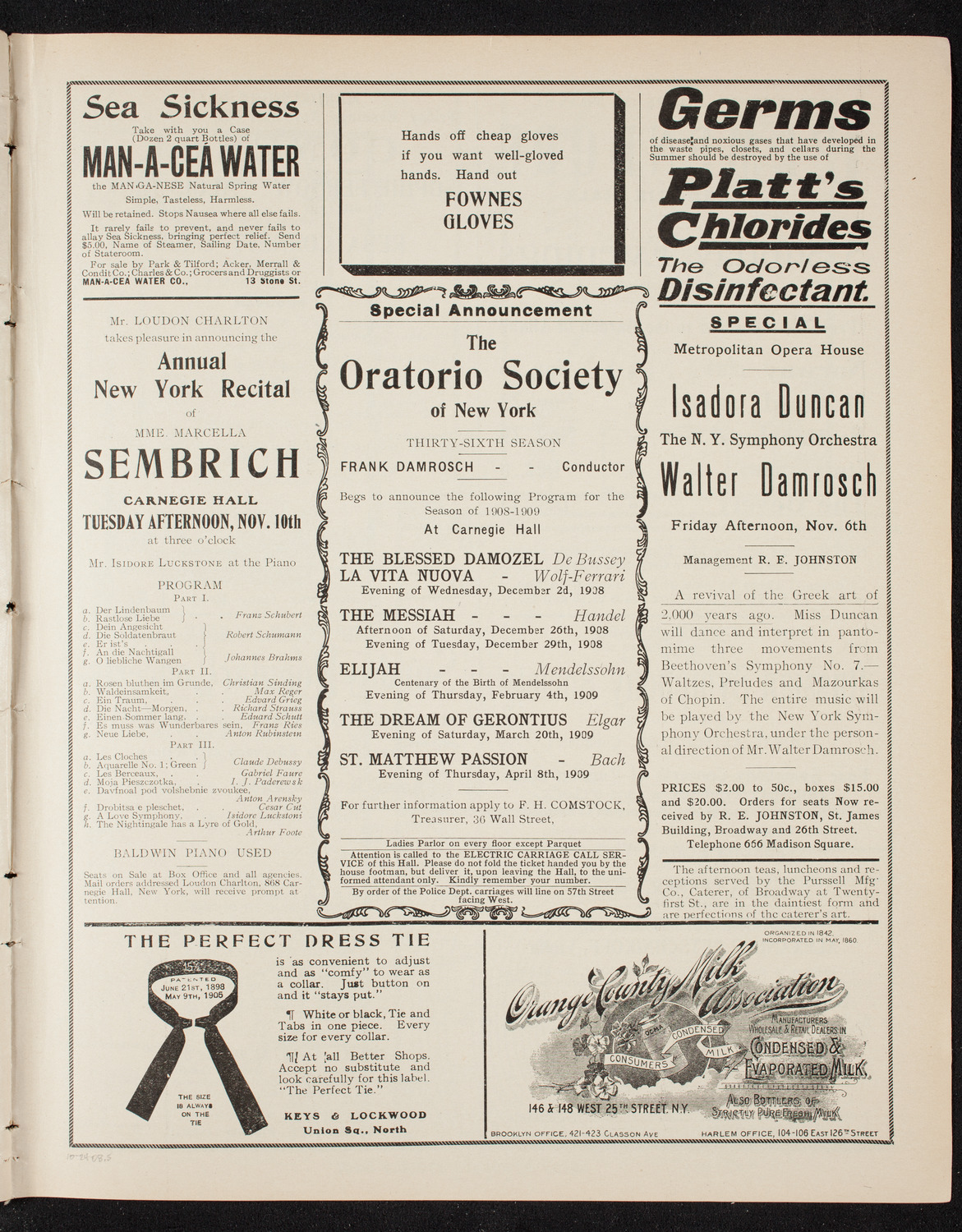 Cécile Chaminade, Composer and Pianist, October 24, 1908, program page 9