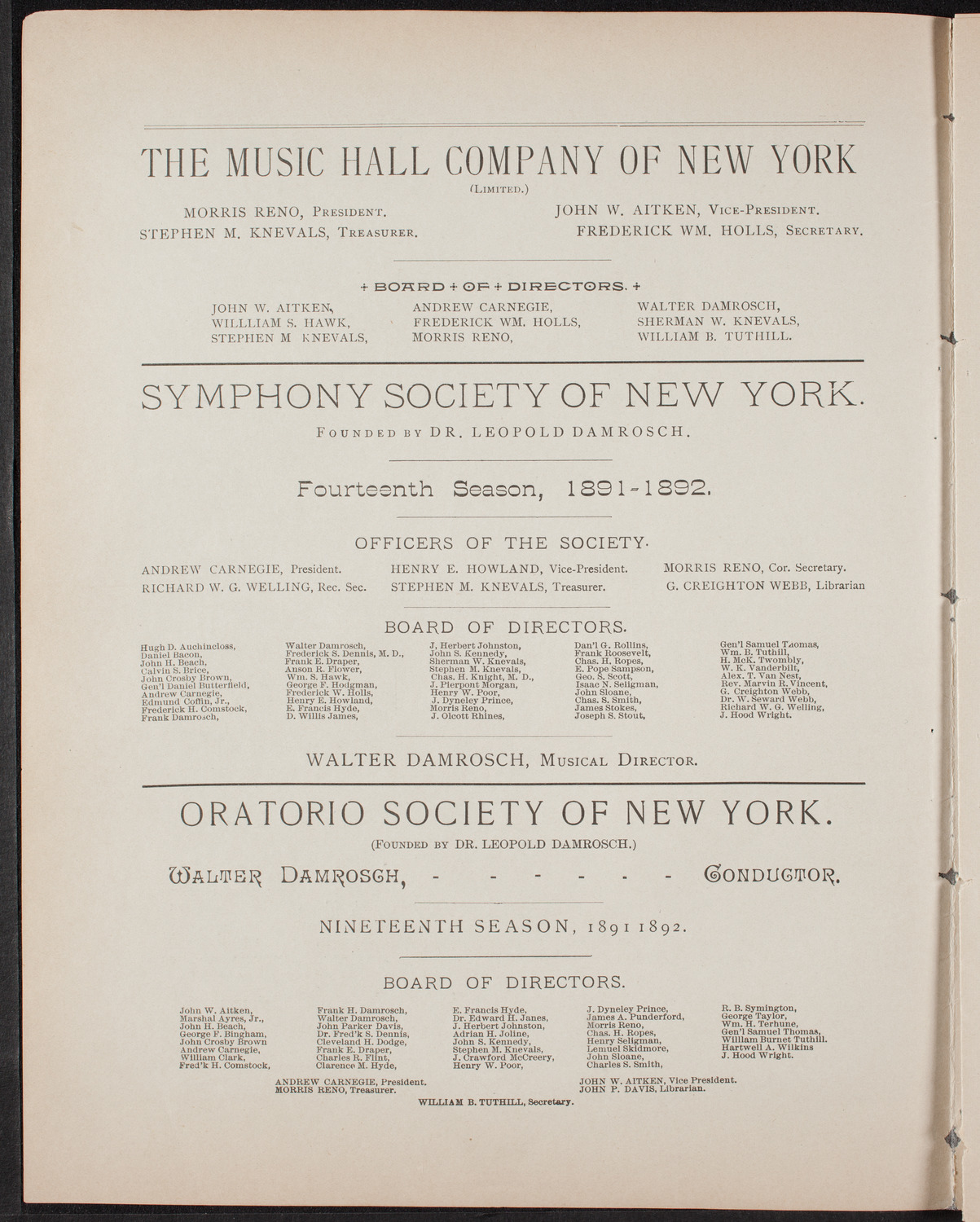 Metropolitan Musical Society, April 26, 1892, program page 2