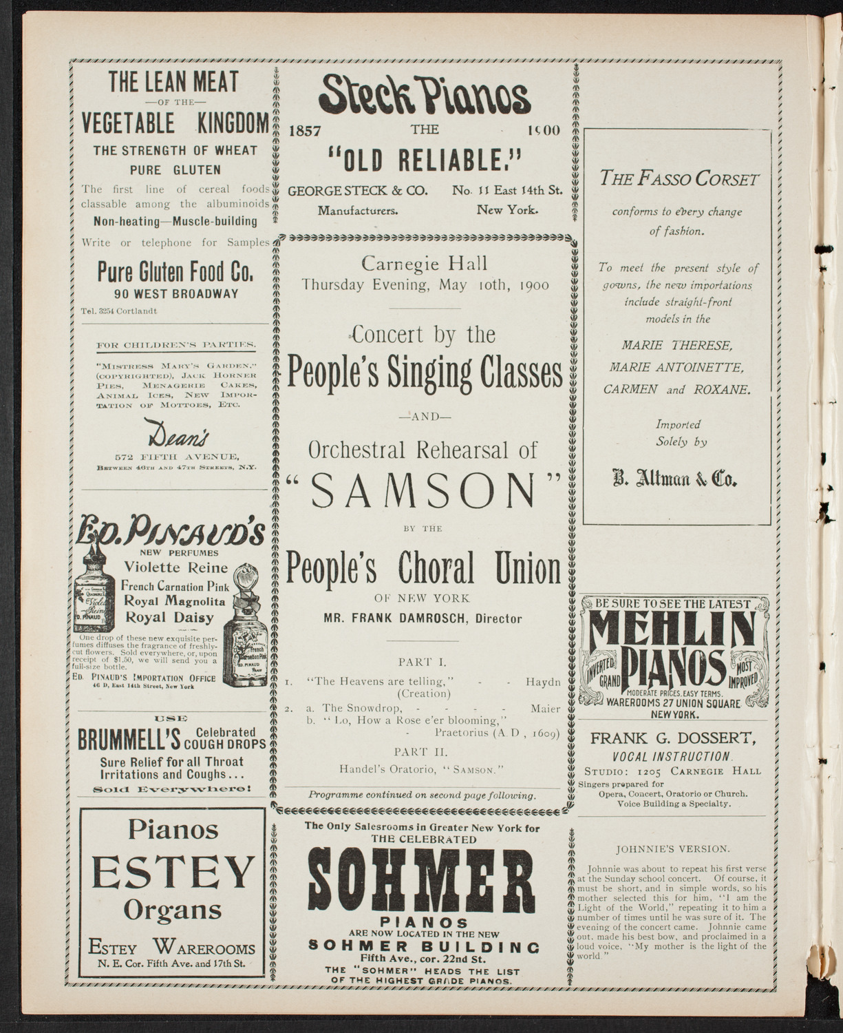 Concert by the People's Singing Classes and Orchestral Rehearsal of People's Choral Union, May 10, 1900, program page 4