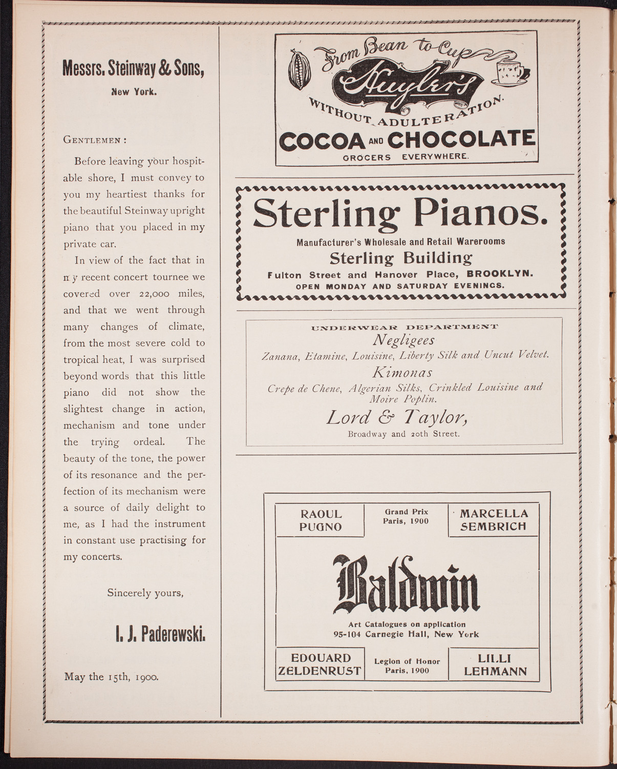 Jaroslav Kocian with Julie Geyer, November 26, 1902, program page 4
