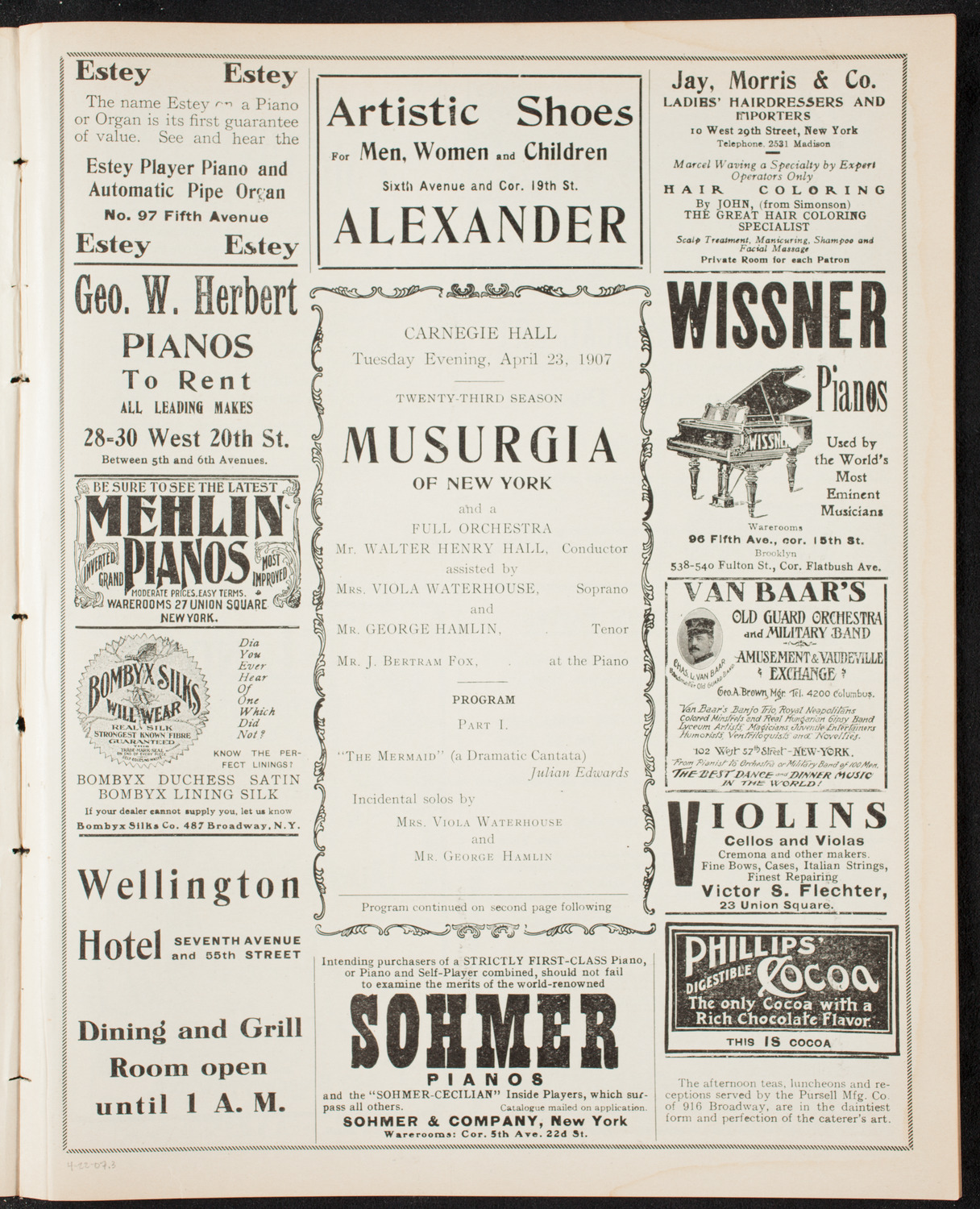 Musurgia, April 23, 1907, program page 5