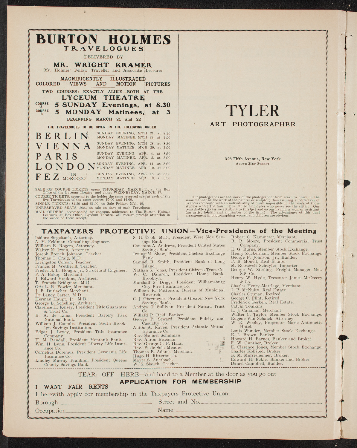 Meeting: Taxpayers Protective Union, March 10, 1909, program page 10