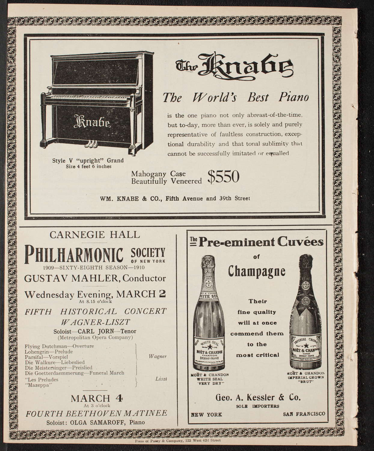 Boston Symphony Orchestra, February 26, 1910, program page 12