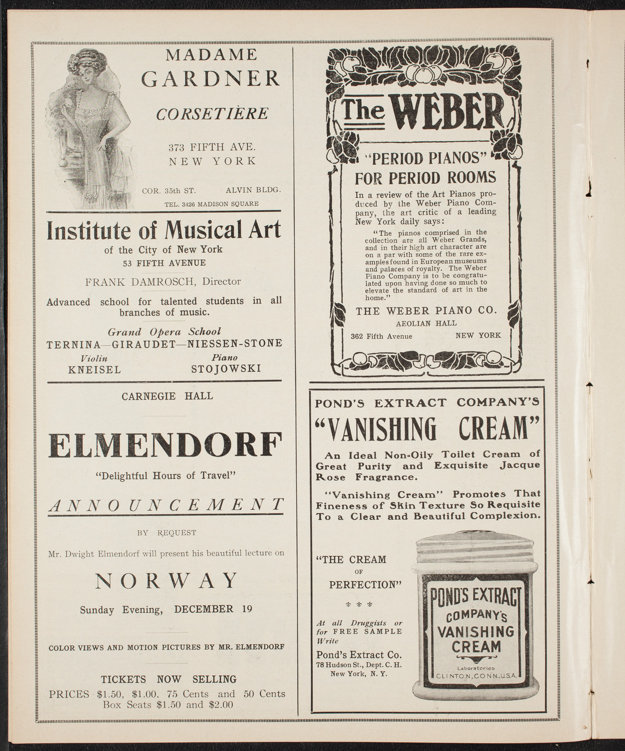 Elmendorf Lecture: At the Gates of the East, December 13, 1909, program page 6