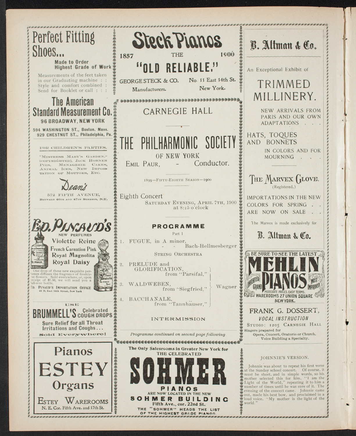 New York Philharmonic, April 7, 1900, program page 4