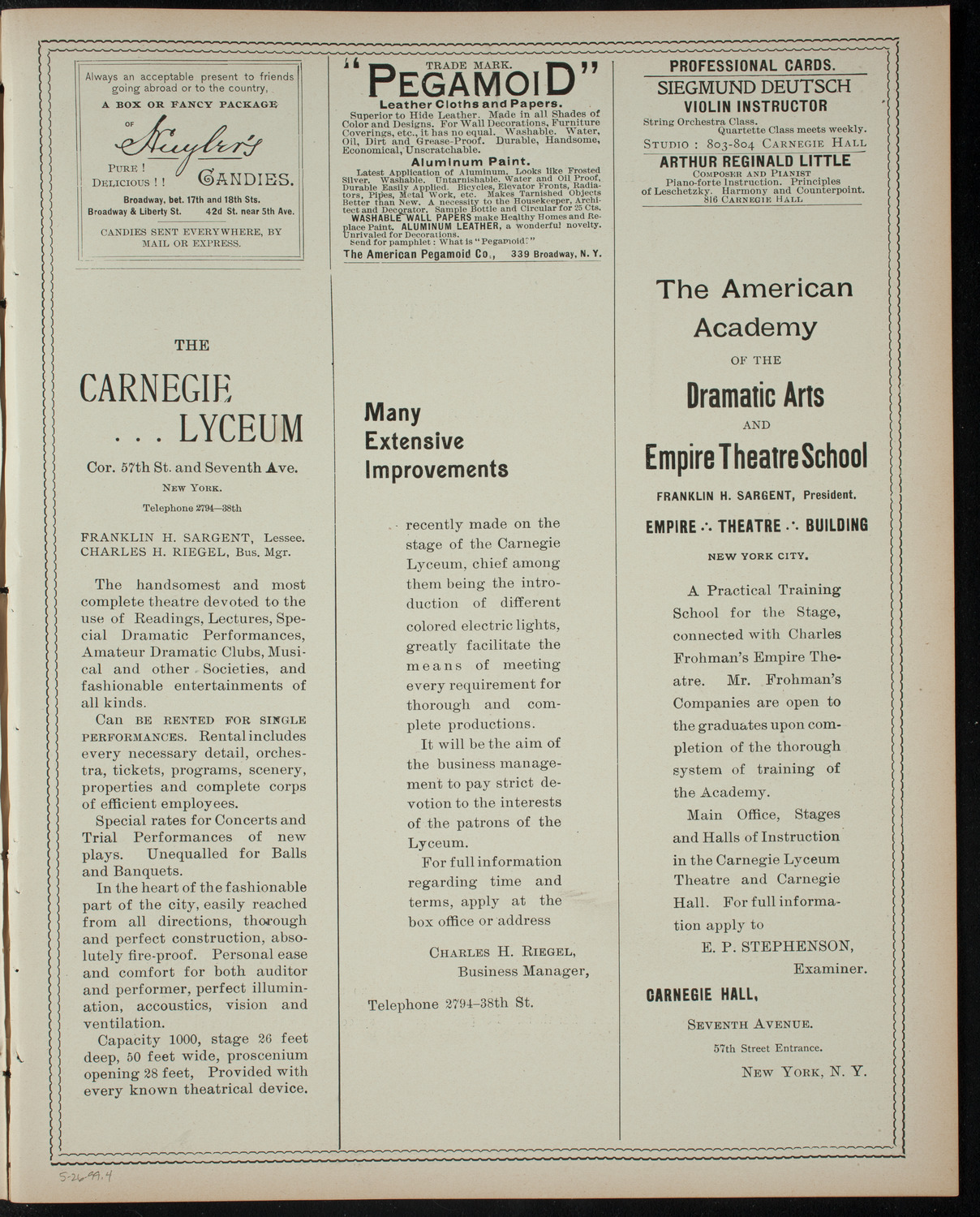 Vaudeville Entertainment, May 26, 1899, program page 7