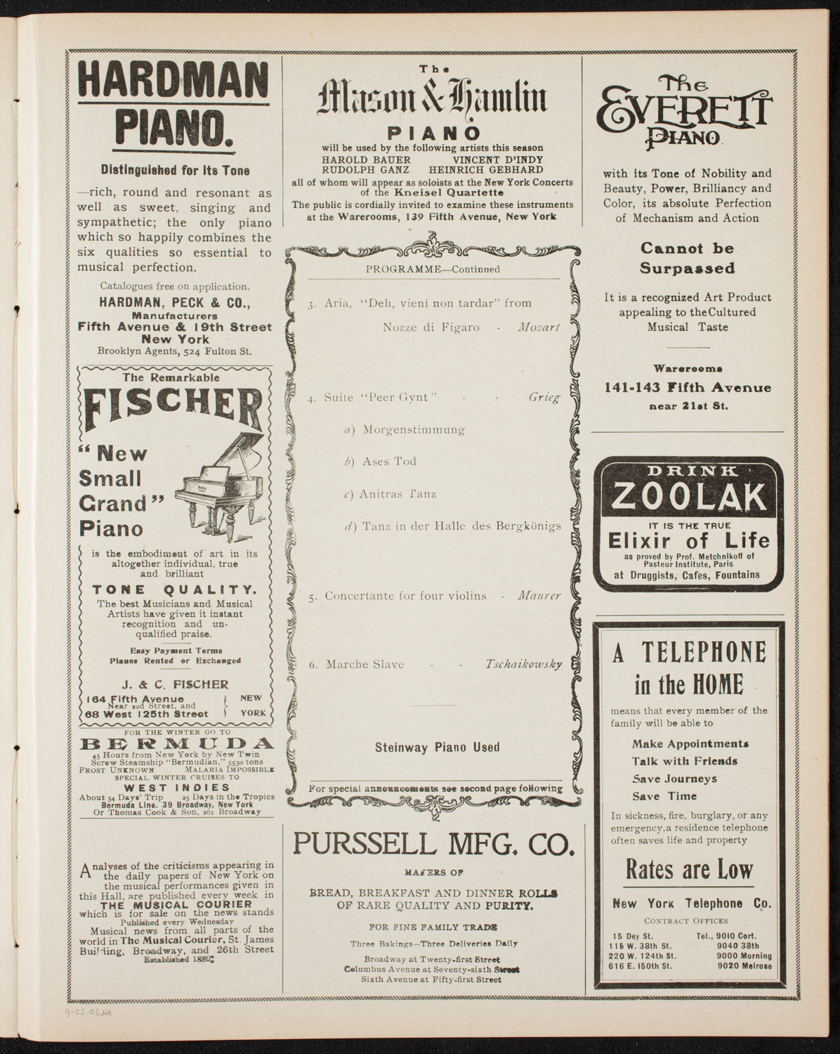 Young Men's Symphony Orchestra of New York, April 22, 1906, program page 7