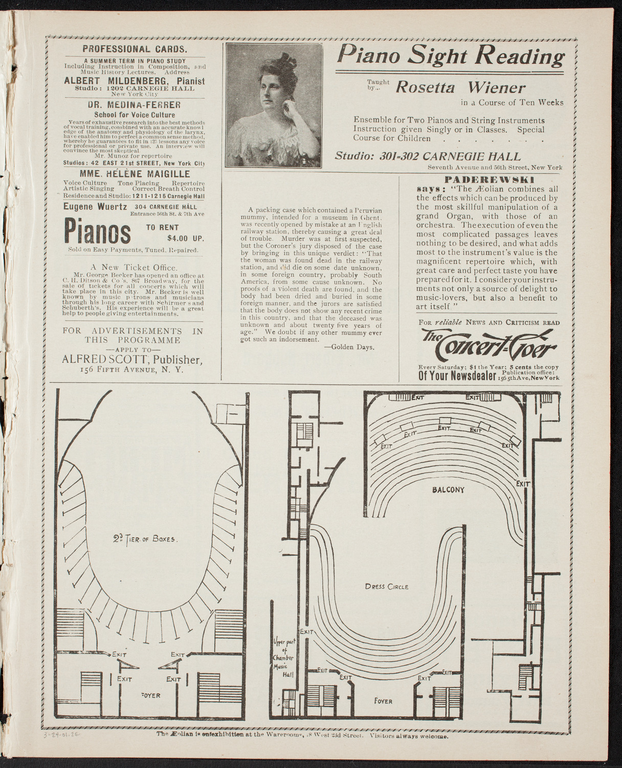 Lecture by Elbert Hubbard - "Roycroft Ideals", March 24, 1901, program page 3