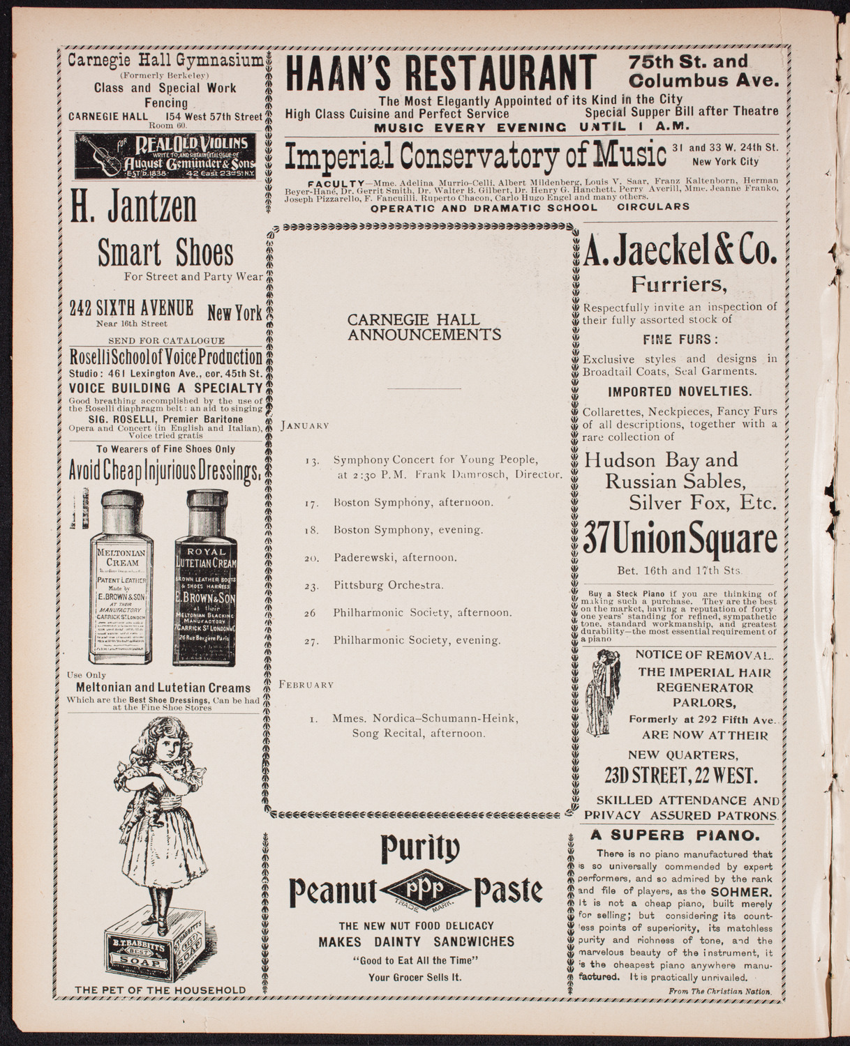 New York Philharmonic, January 6, 1900, program page 2