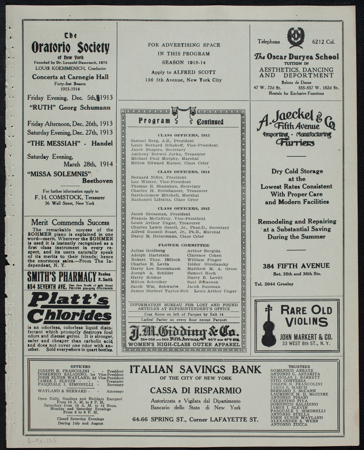 Graduation: New York College of Dentistry, June 9, 1913, program page 9